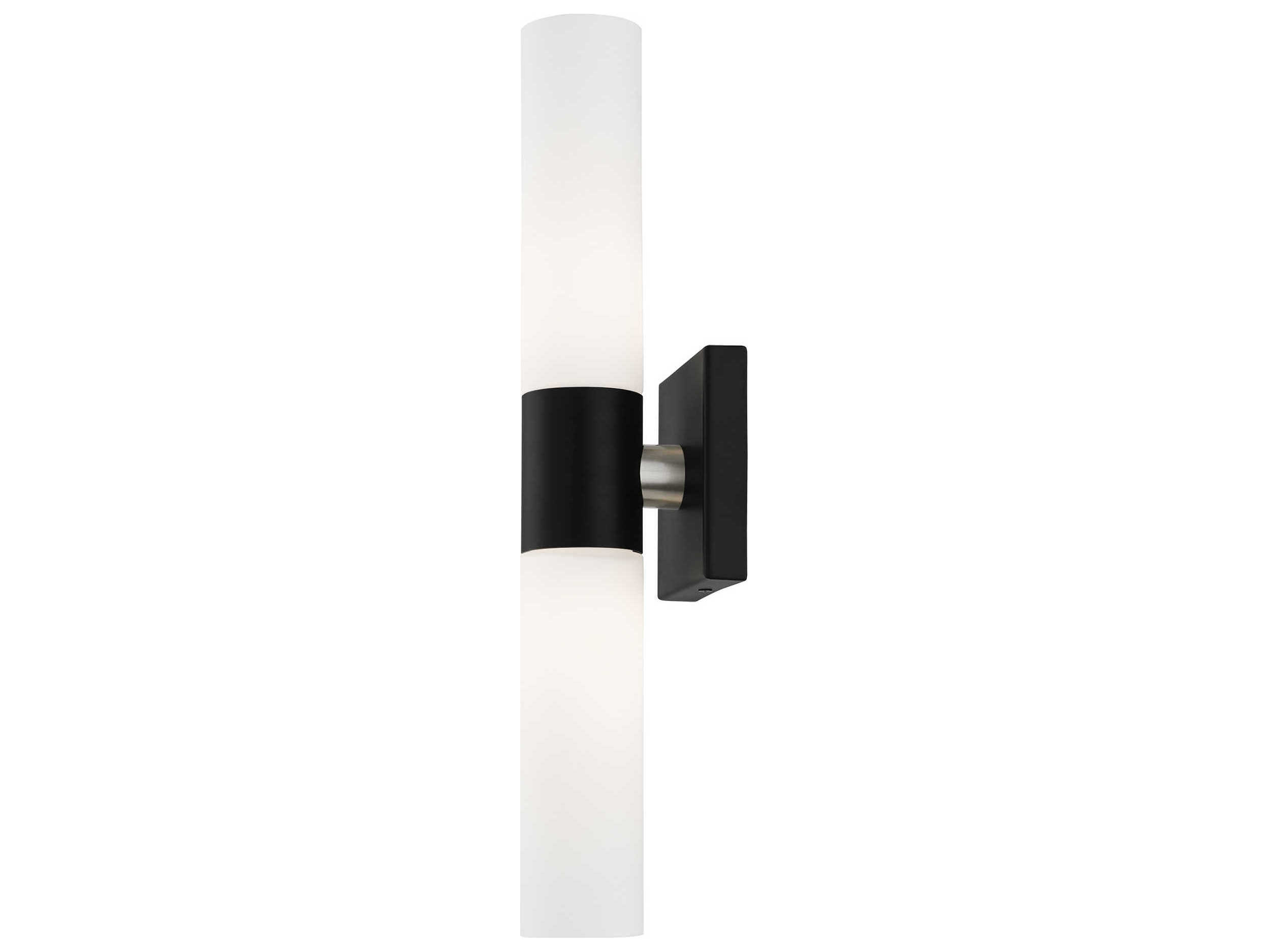 Livex Lighting Aero 2-Light Black With Brushed Nickel Accent Glass Wall Sconce