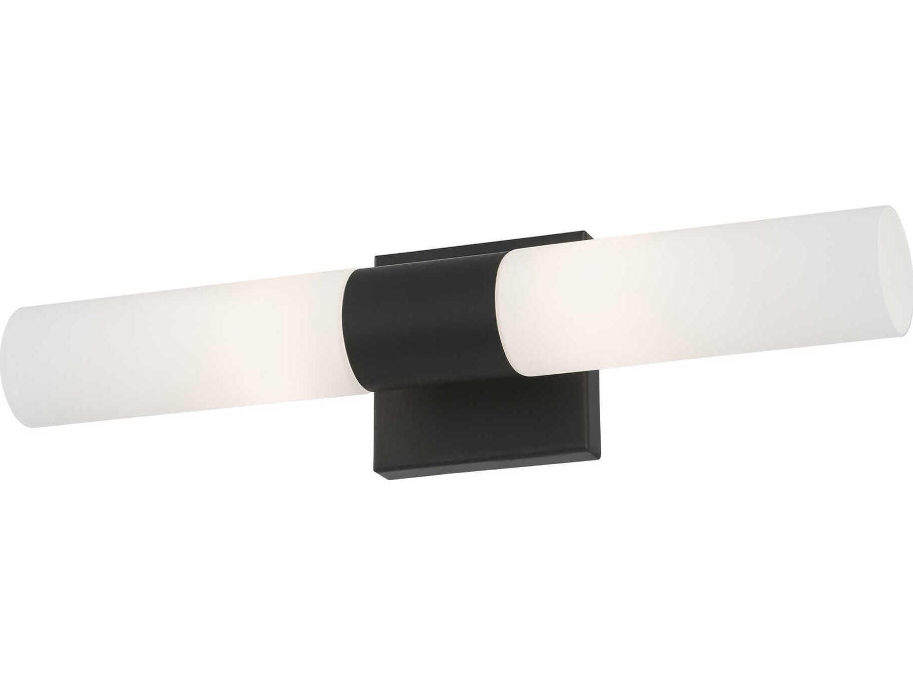 Livex Lighting Aero 2-Light Black With Brushed Nickel Accent Glass Wall Sconce