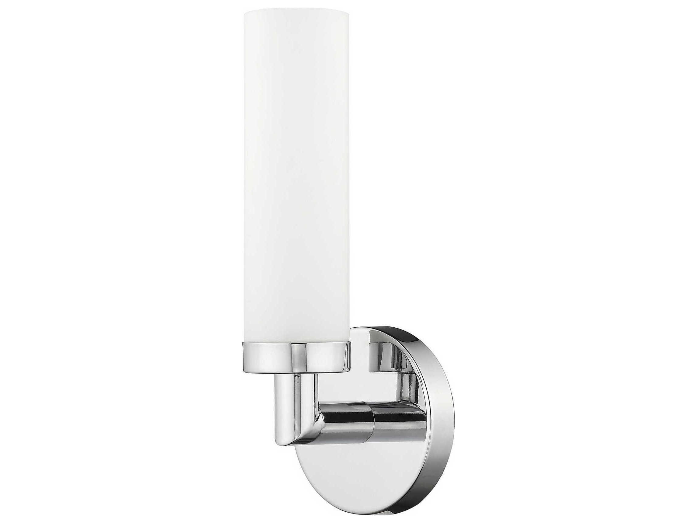 Livex Lighting Aero 1-Light Polished Chrome White Glass Wall Sconce