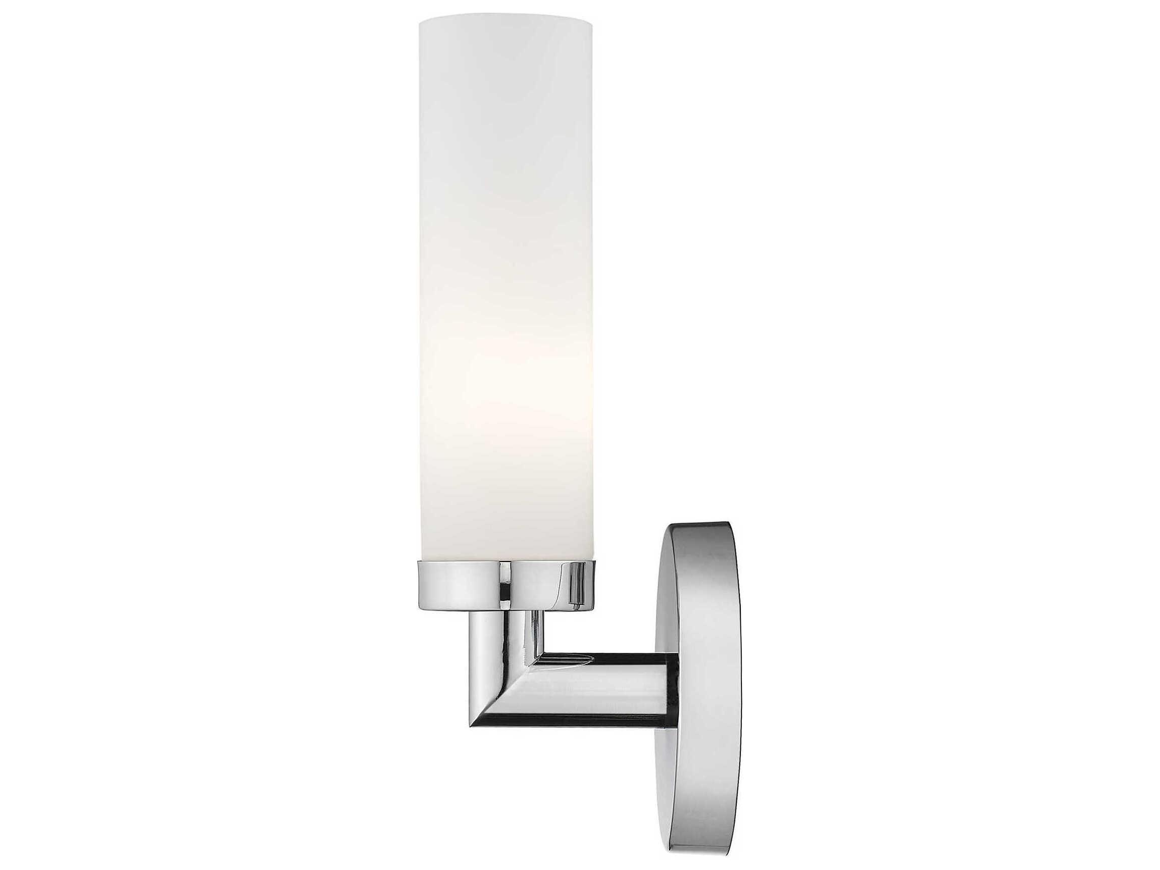 Livex Lighting Aero 1-Light Polished Chrome White Glass Wall Sconce