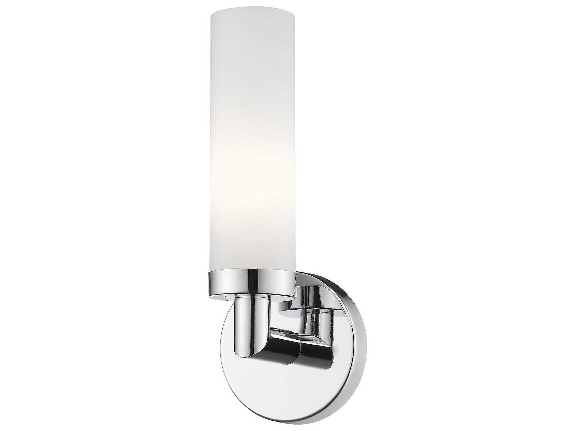 Livex Lighting Aero 1-Light Polished Chrome White Glass Wall Sconce