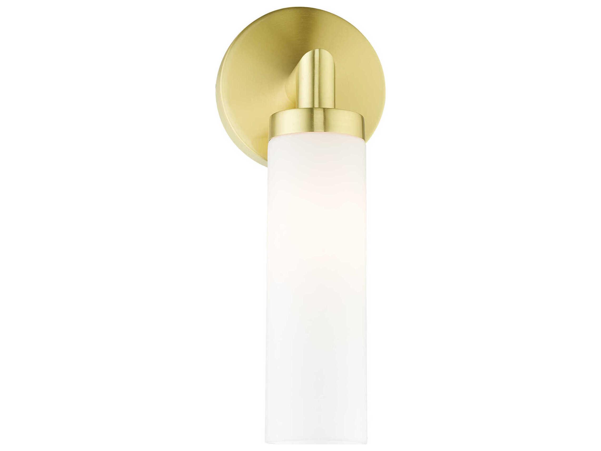 Livex Lighting Aero 1-Light Satin Brass White Glass Wall Sconce