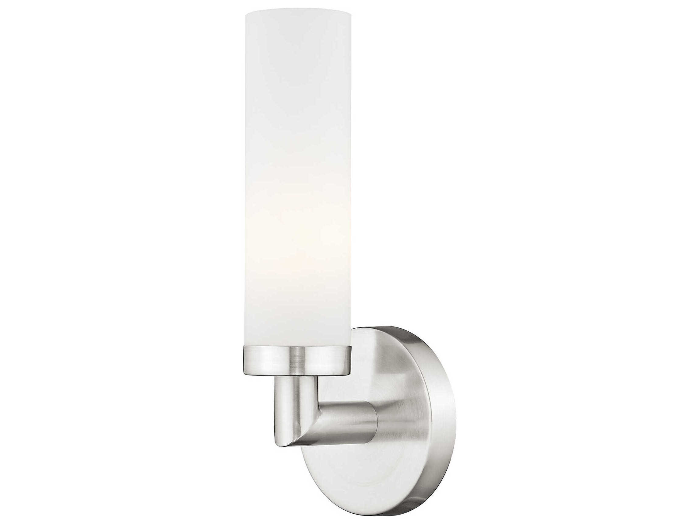 Livex Lighting Aero 1-Light Brushed Nickel White Glass Wall Sconce