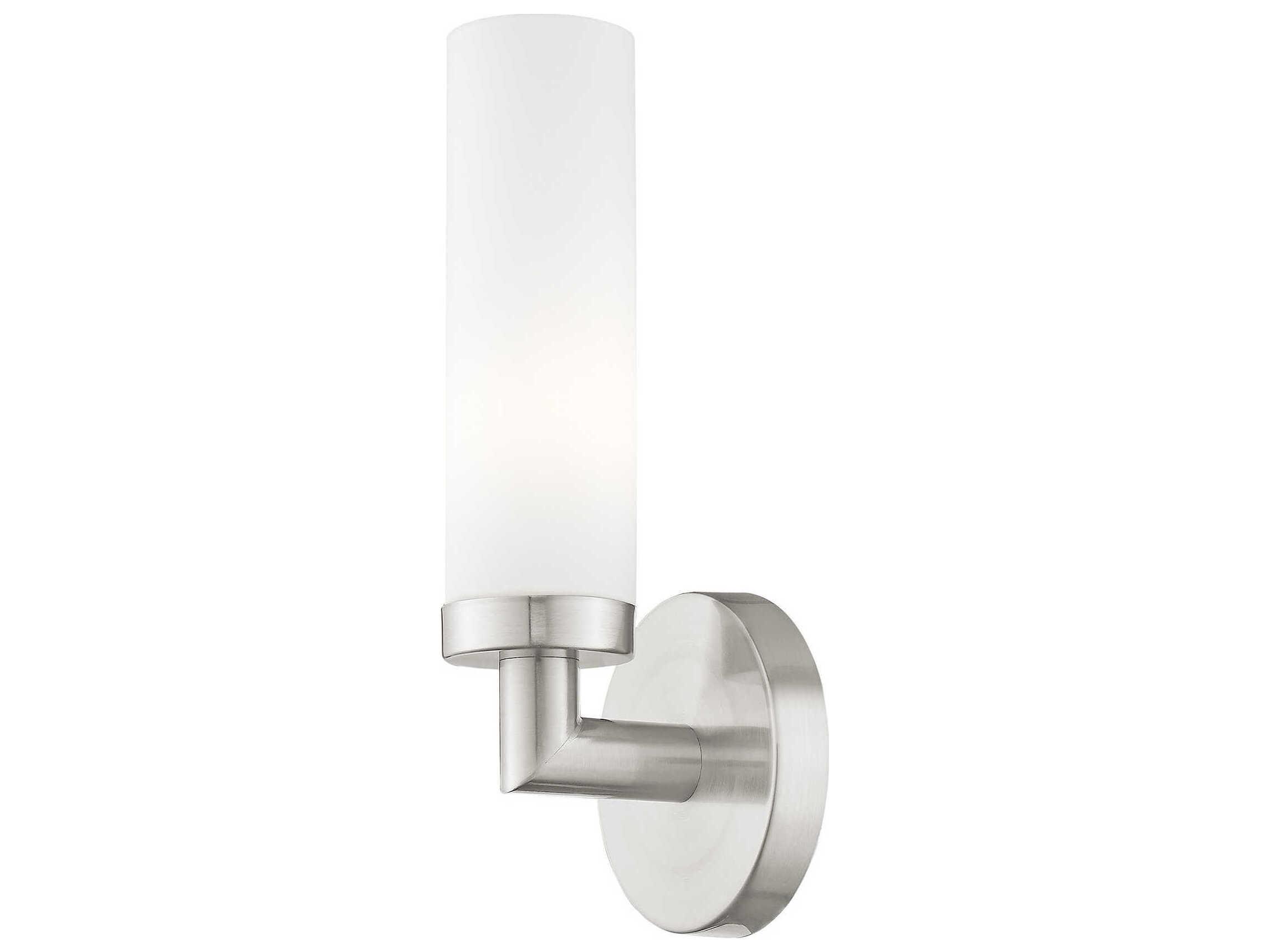 Livex Lighting Aero 1-Light Brushed Nickel White Glass Wall Sconce
