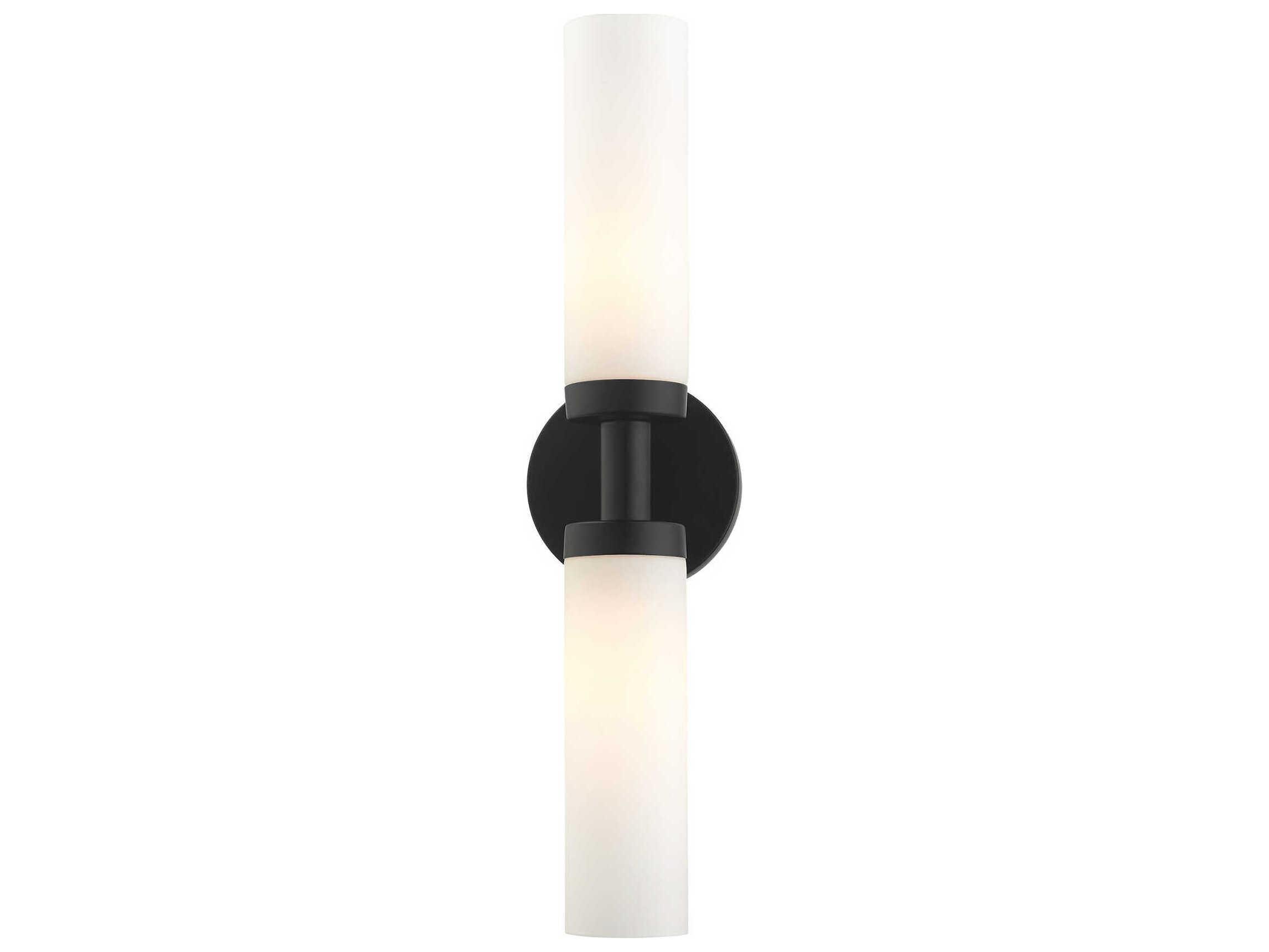 Livex Lighting Aero 2-Light Black White Glass Wall Sconce