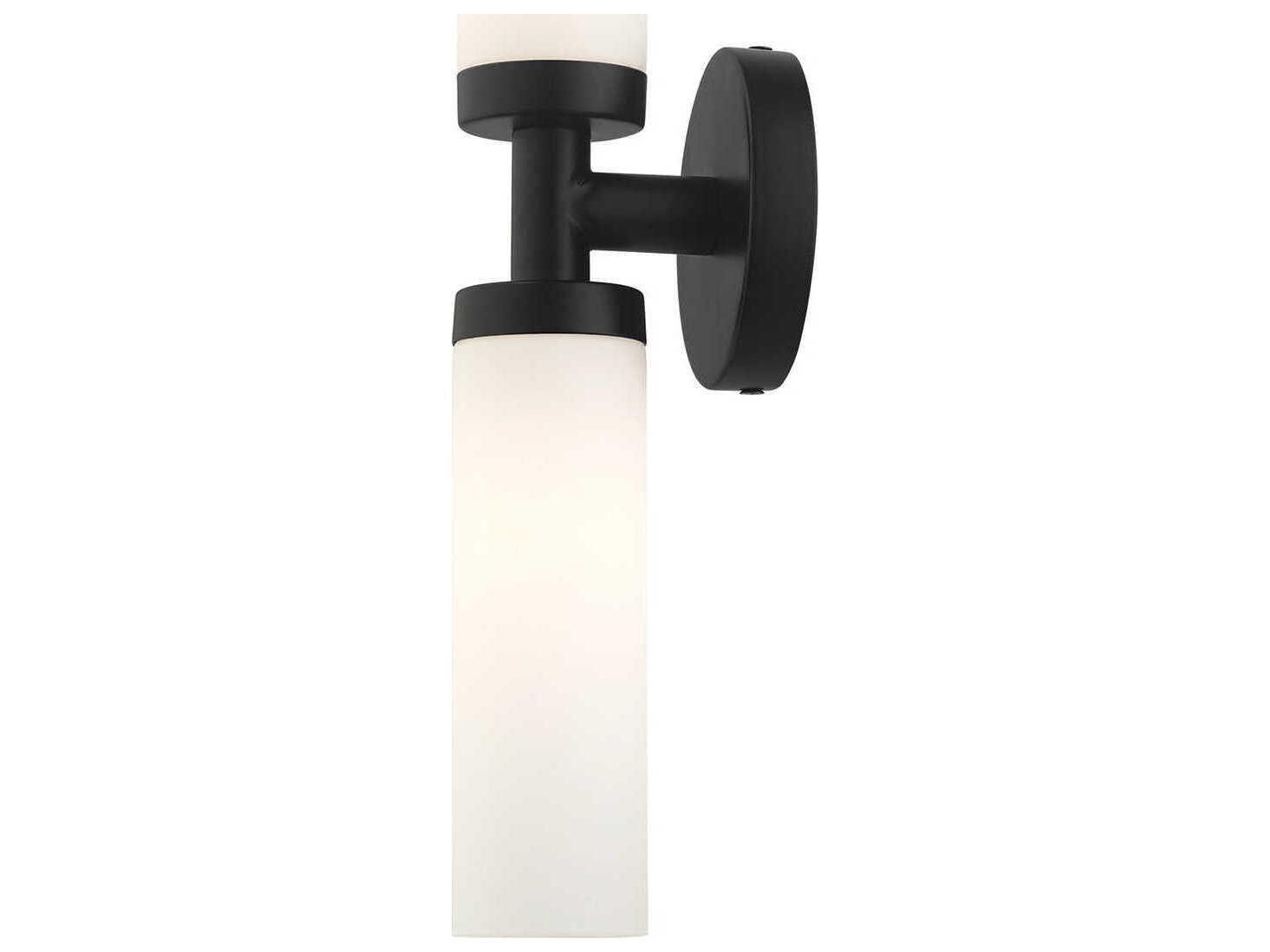 Livex Lighting Aero 2-Light Black White Glass Wall Sconce