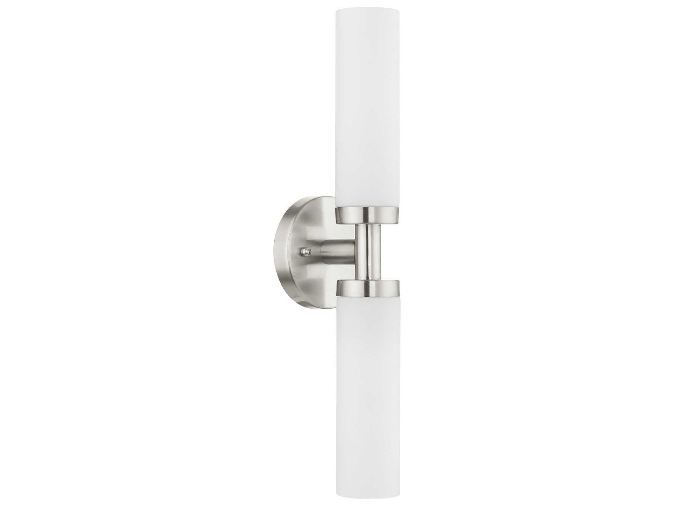 Livex Lighting Aero 2-Light Brushed Nickel White Glass Wall Sconce