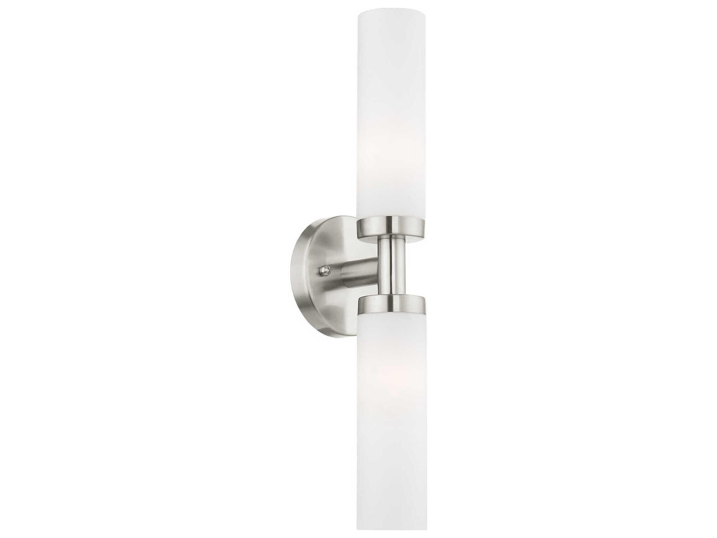 Livex Lighting Aero 2-Light Brushed Nickel White Glass Wall Sconce