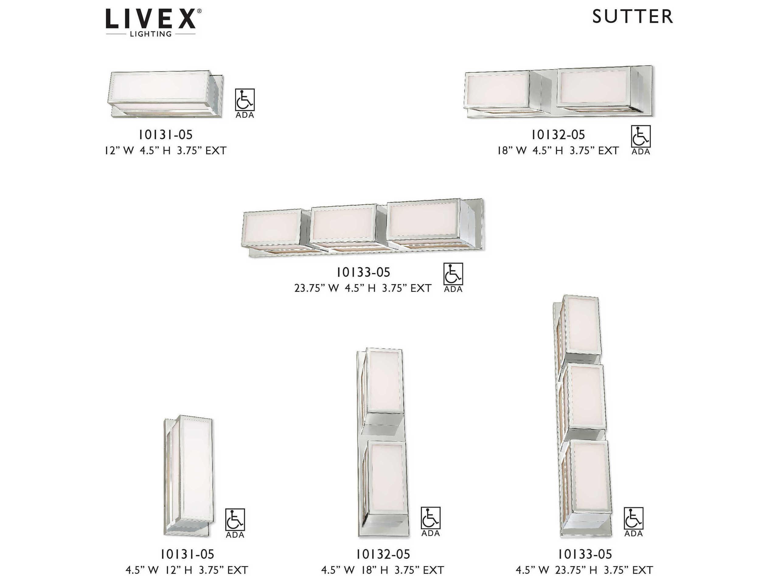 Livex Lighting Sutter 1-Light Polished Chrome White Glass LED Wall Sconce