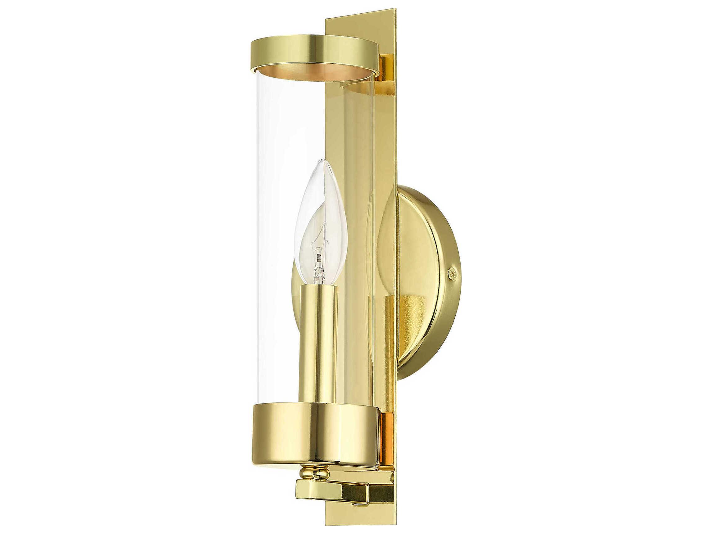 Livex Lighting Castleton 1-Light Polished Brass Clear Glass Wall Sconce