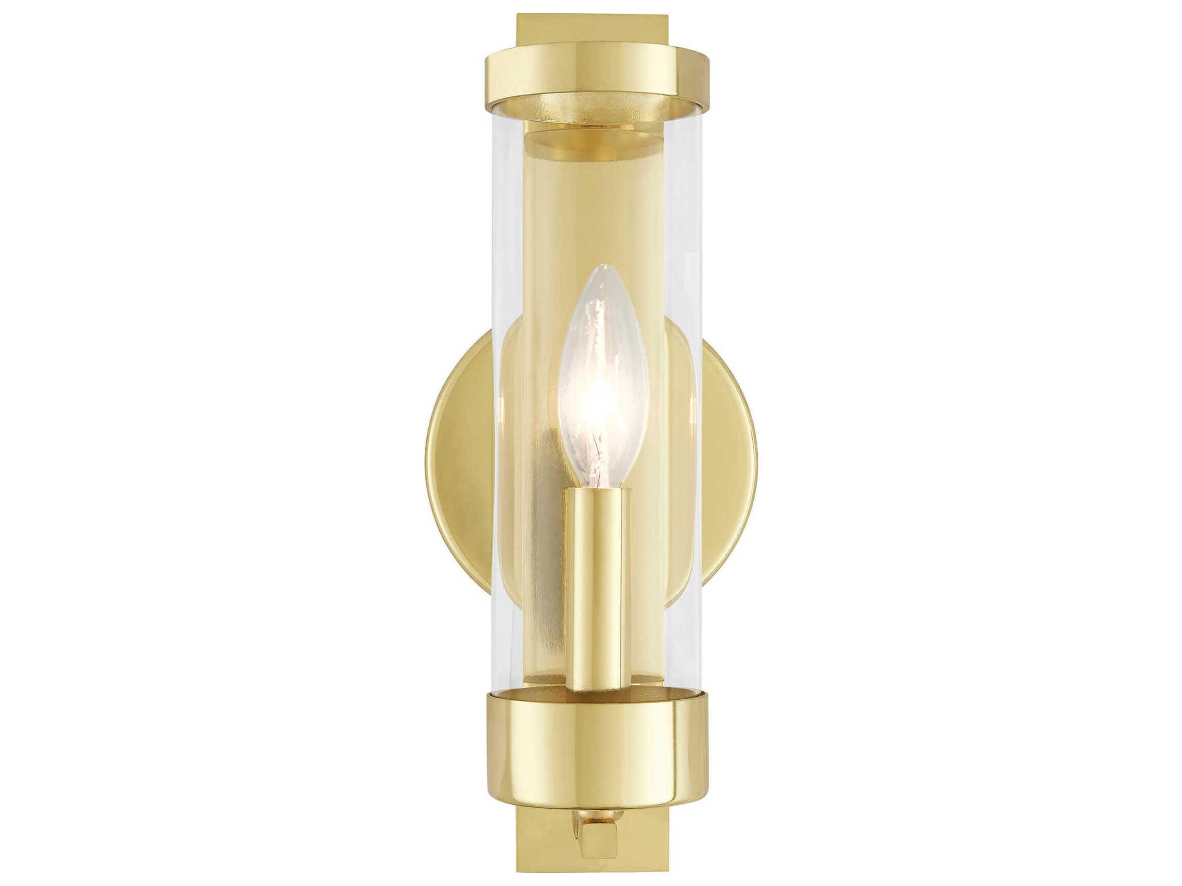 Livex Lighting Castleton 1-Light Polished Brass Clear Glass Wall Sconce