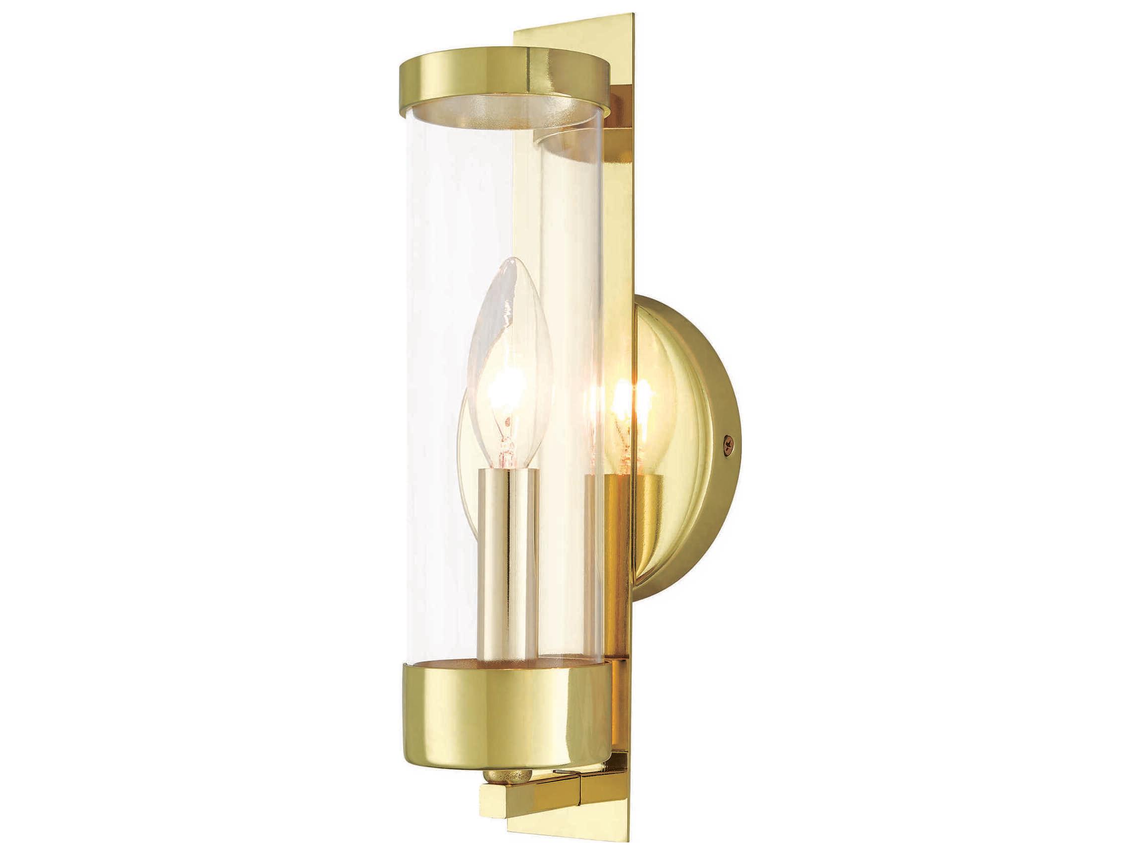 Livex Lighting Castleton 1-Light Polished Brass Clear Glass Wall Sconce