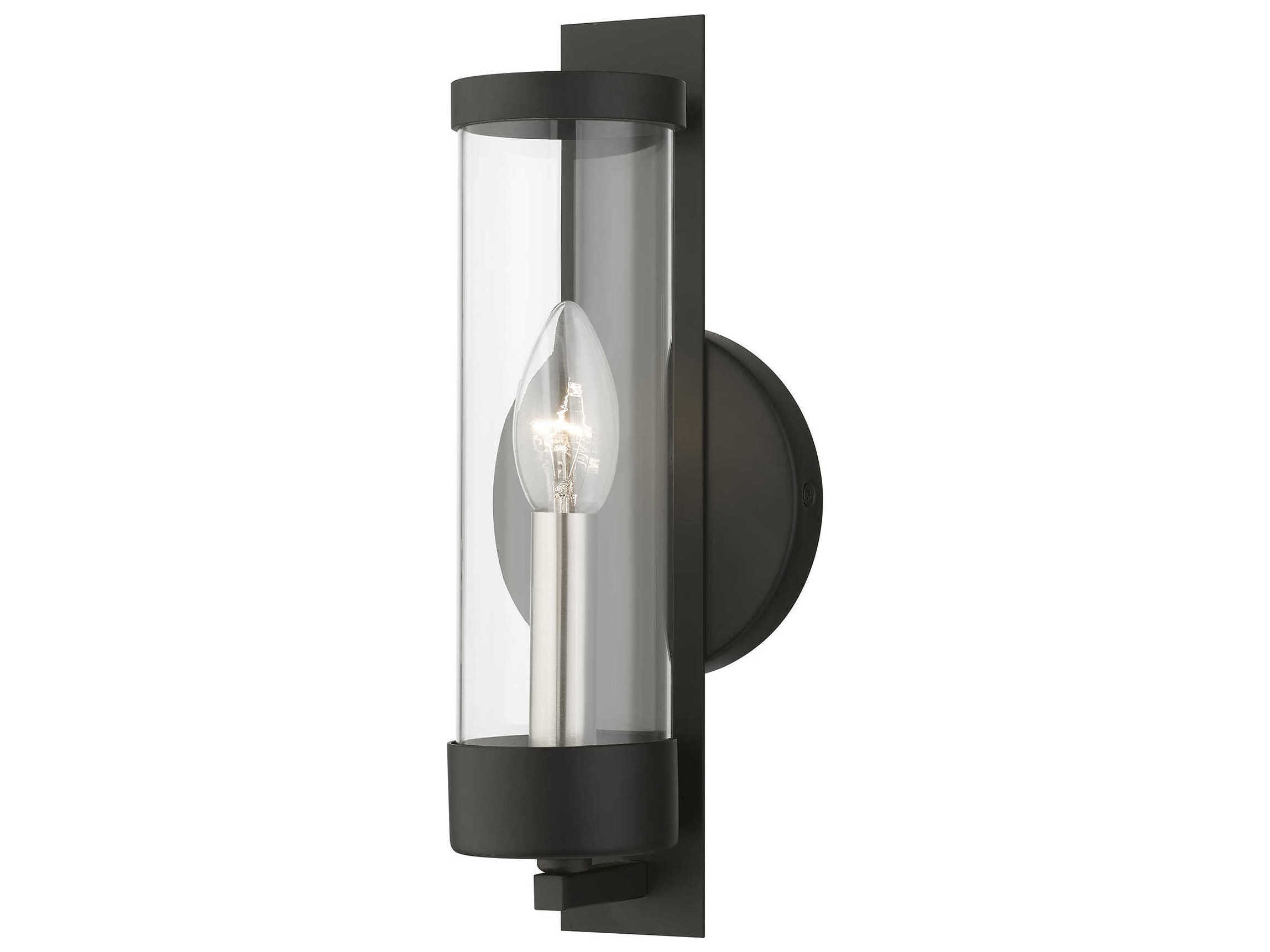 Livex Lighting Castleton 1-Light Black Brushed Nickel Glass Wall Sconce