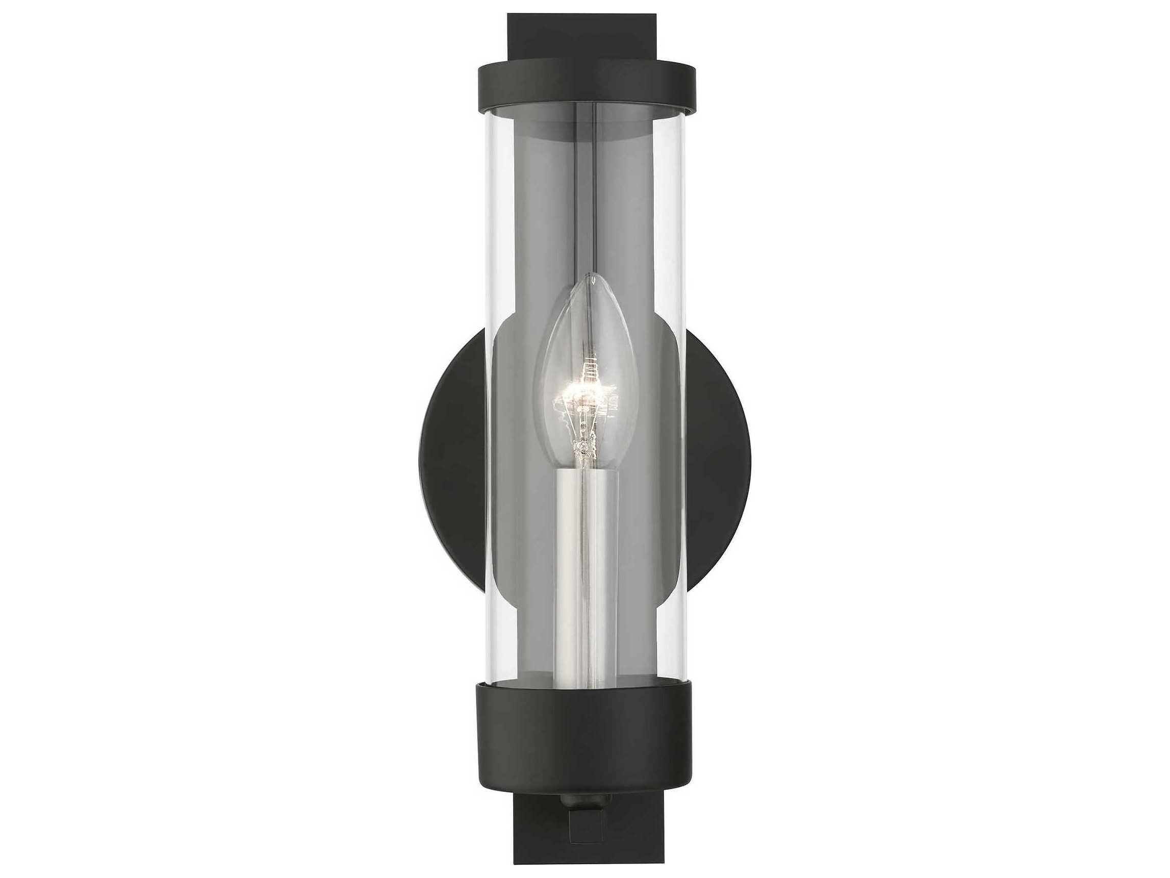 Livex Lighting Castleton 1-Light Black Brushed Nickel Glass Wall Sconce