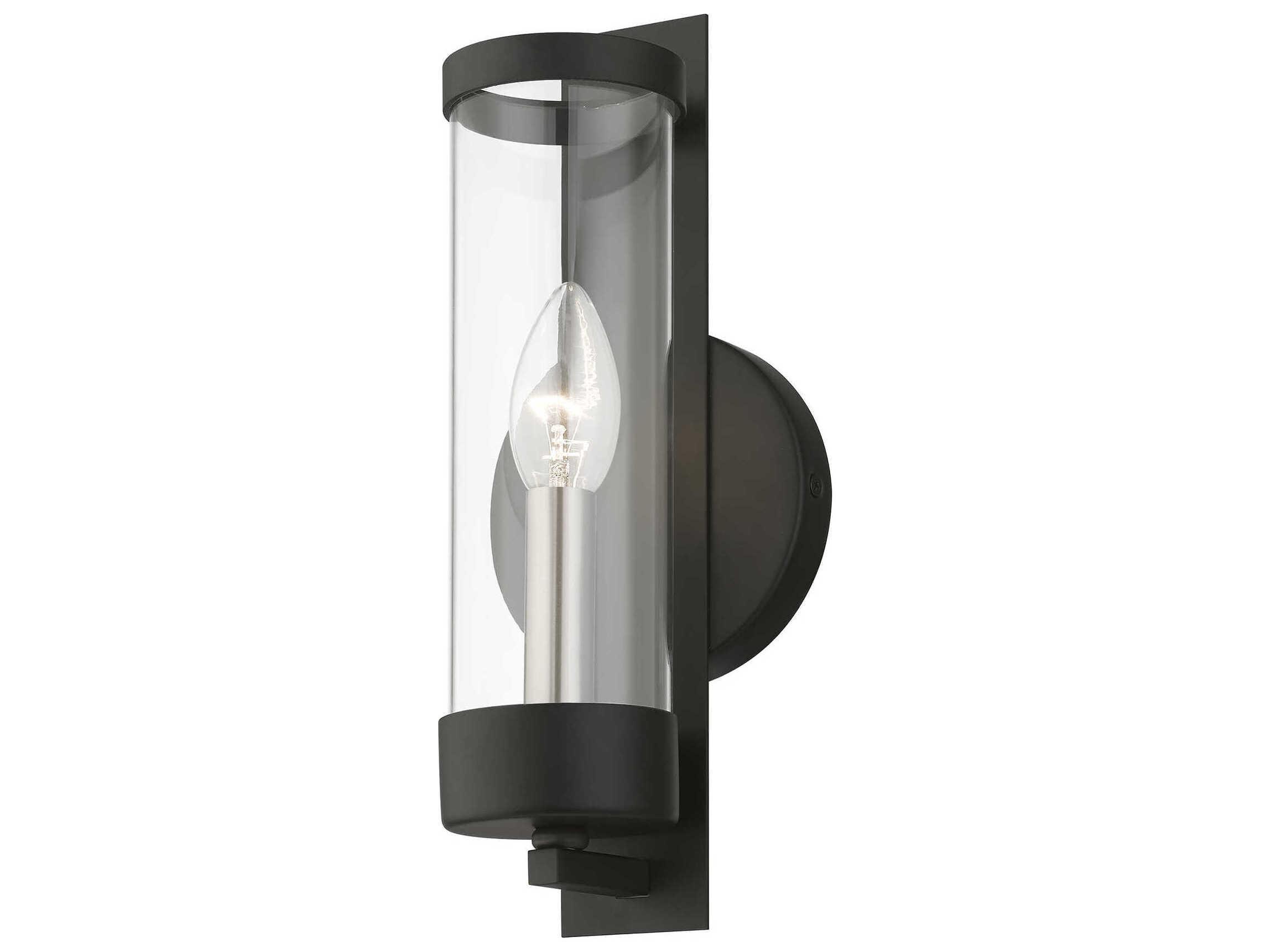 Livex Lighting Castleton 1-Light Black Brushed Nickel Glass Wall Sconce