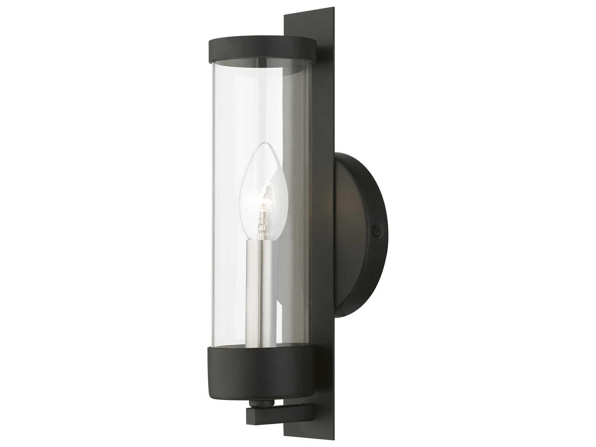 Livex Lighting Castleton 1-Light Black Brushed Nickel Glass Wall Sconce