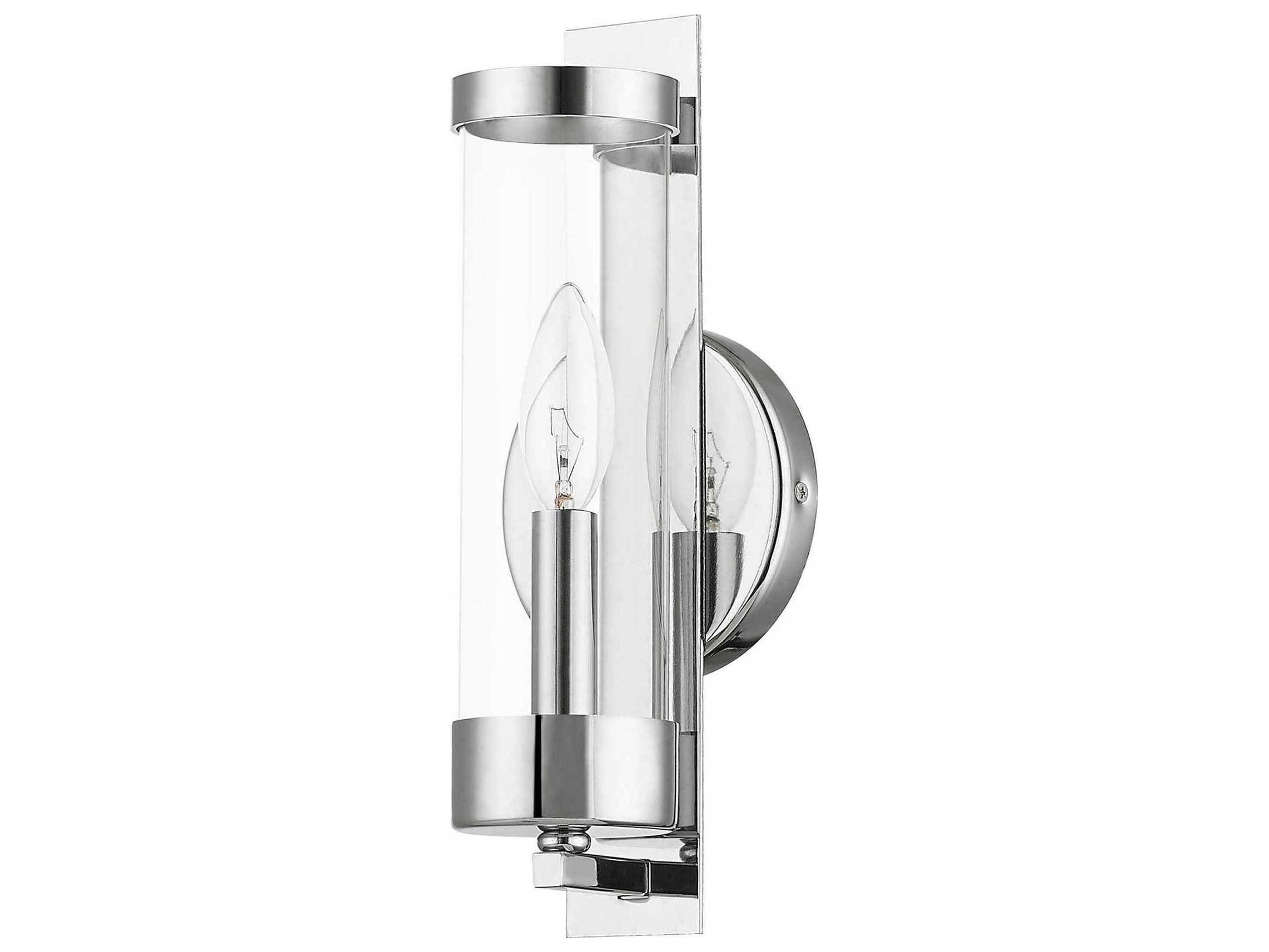 Livex Lighting Castleton 1-Light Polished Chrome Clear Glass Wall Sconce