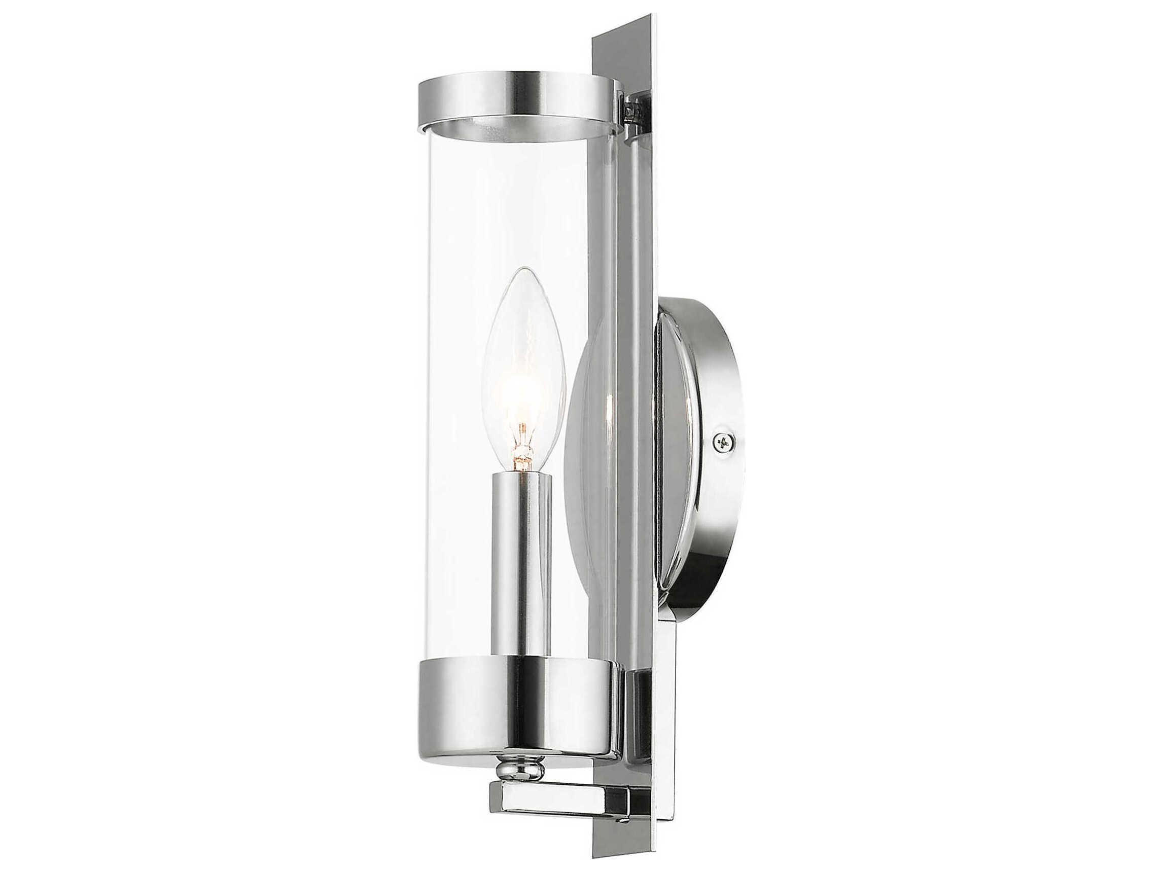 Livex Lighting Castleton 1-Light Polished Chrome Clear Glass Wall Sconce