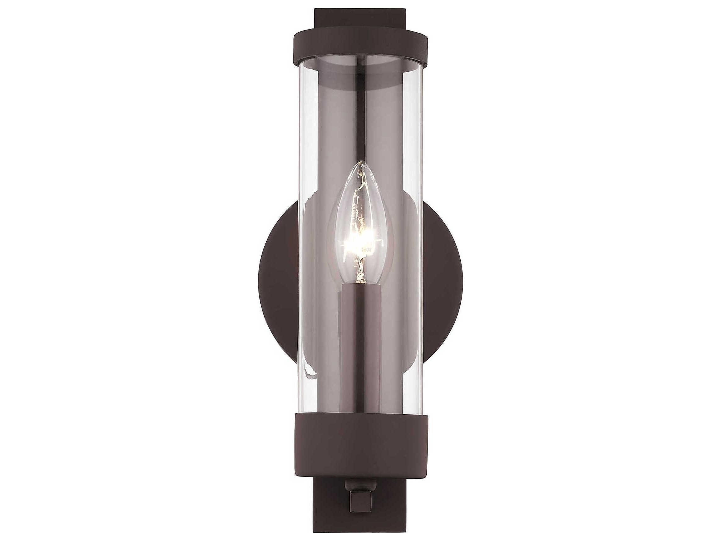 Livex Lighting Castleton 1-Light Bronze Clear Glass Wall Sconce