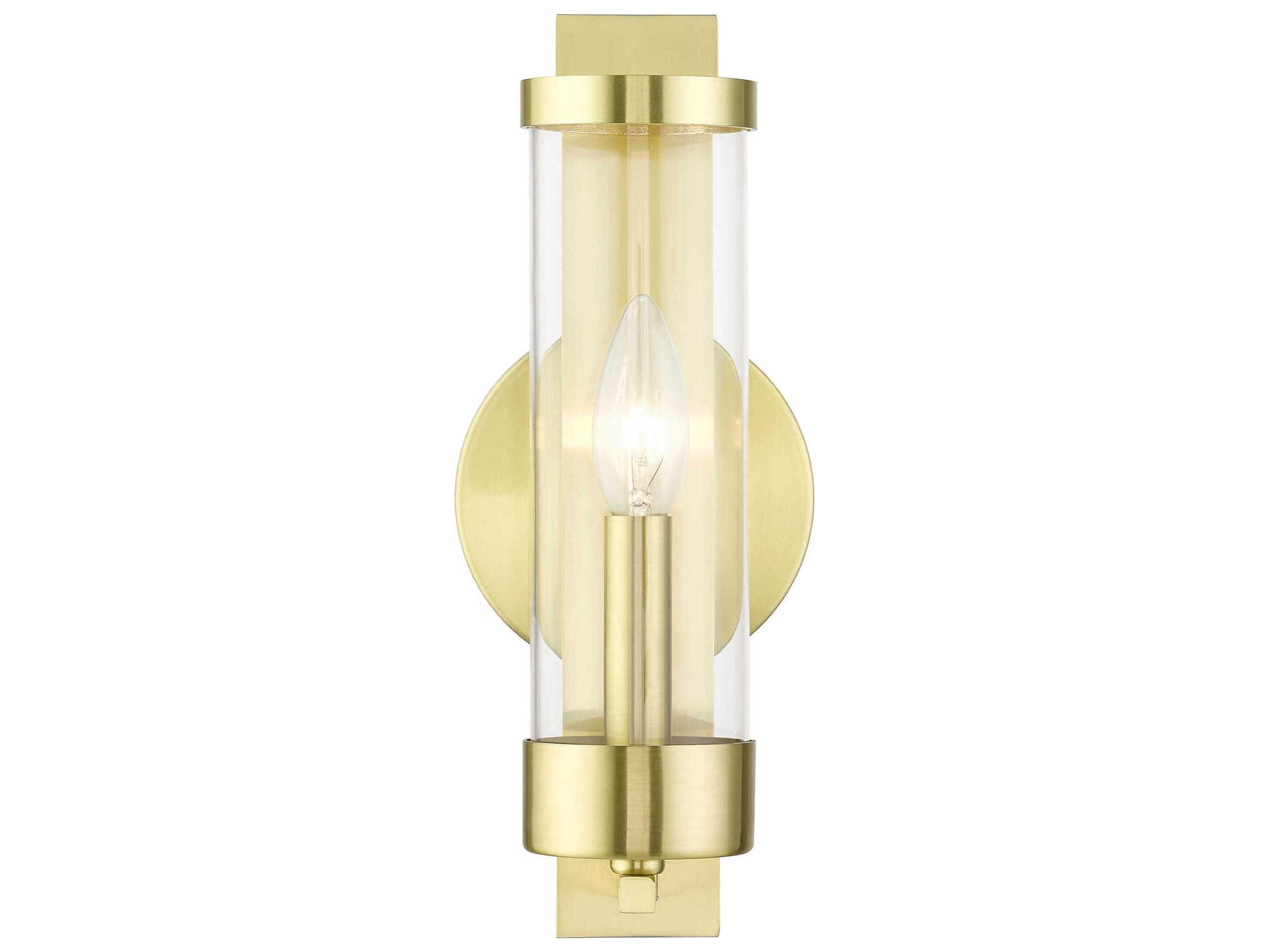 Livex Lighting Castleton 1-Light Satin Brass Glass Wall Sconce