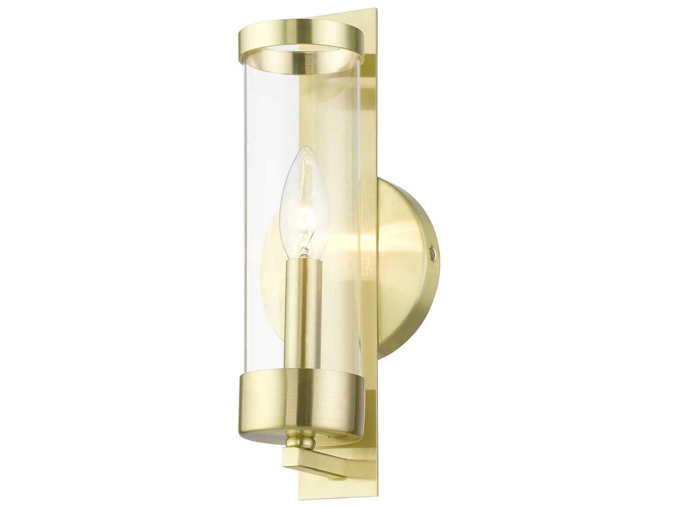 Livex Lighting Castleton 1-Light Satin Brass Glass Wall Sconce