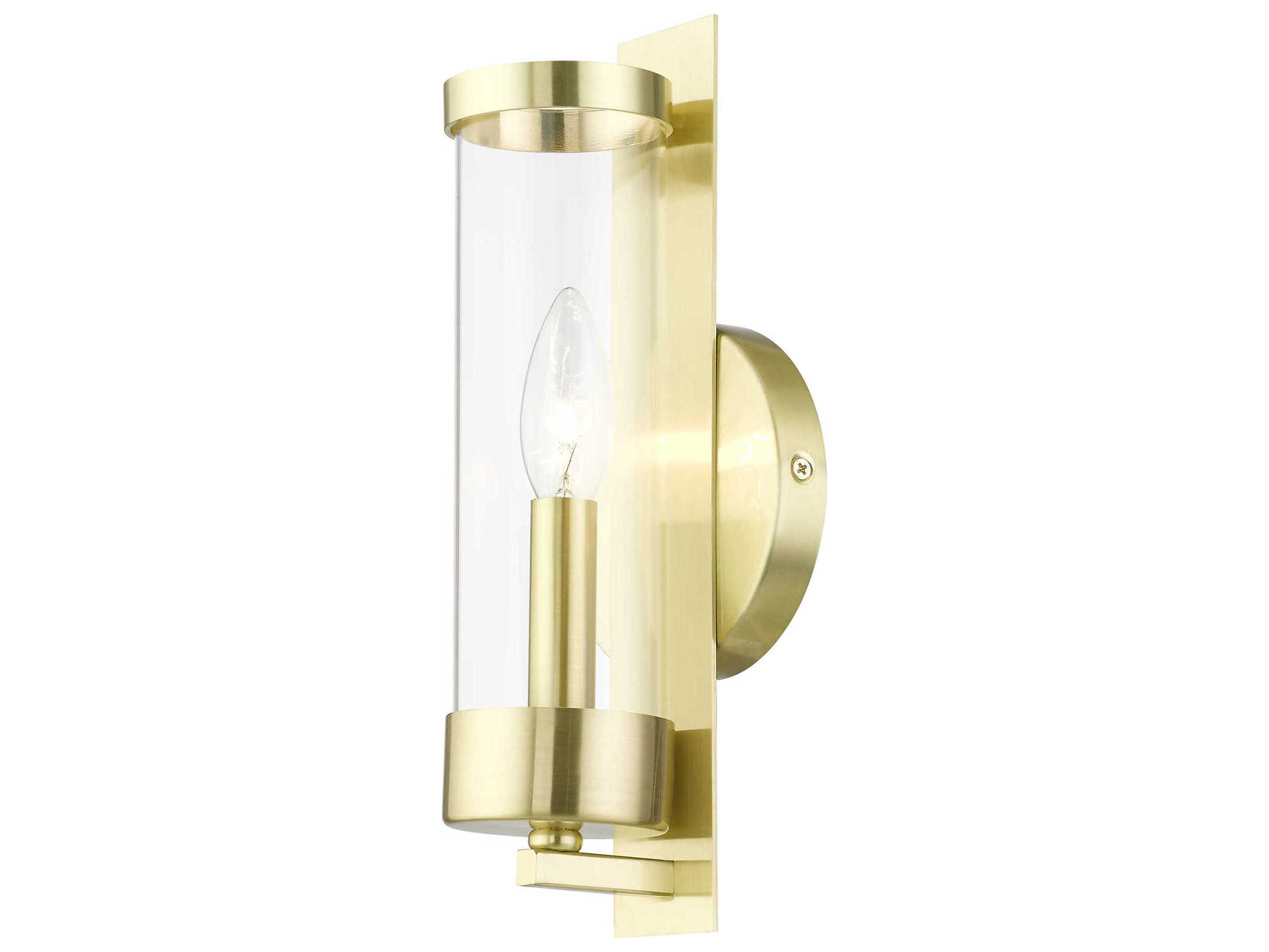 Livex Lighting Castleton 1-Light Satin Brass Glass Wall Sconce