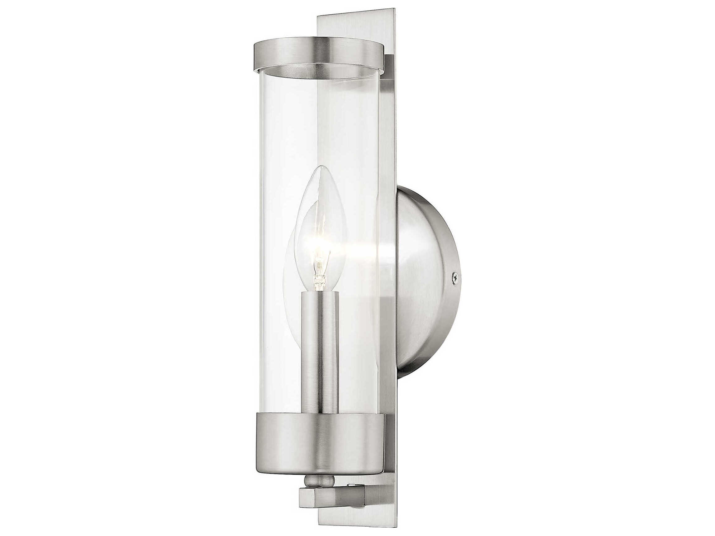Livex Lighting Castleton 1-Light Brushed Nickel Clear Glass Wall Sconce