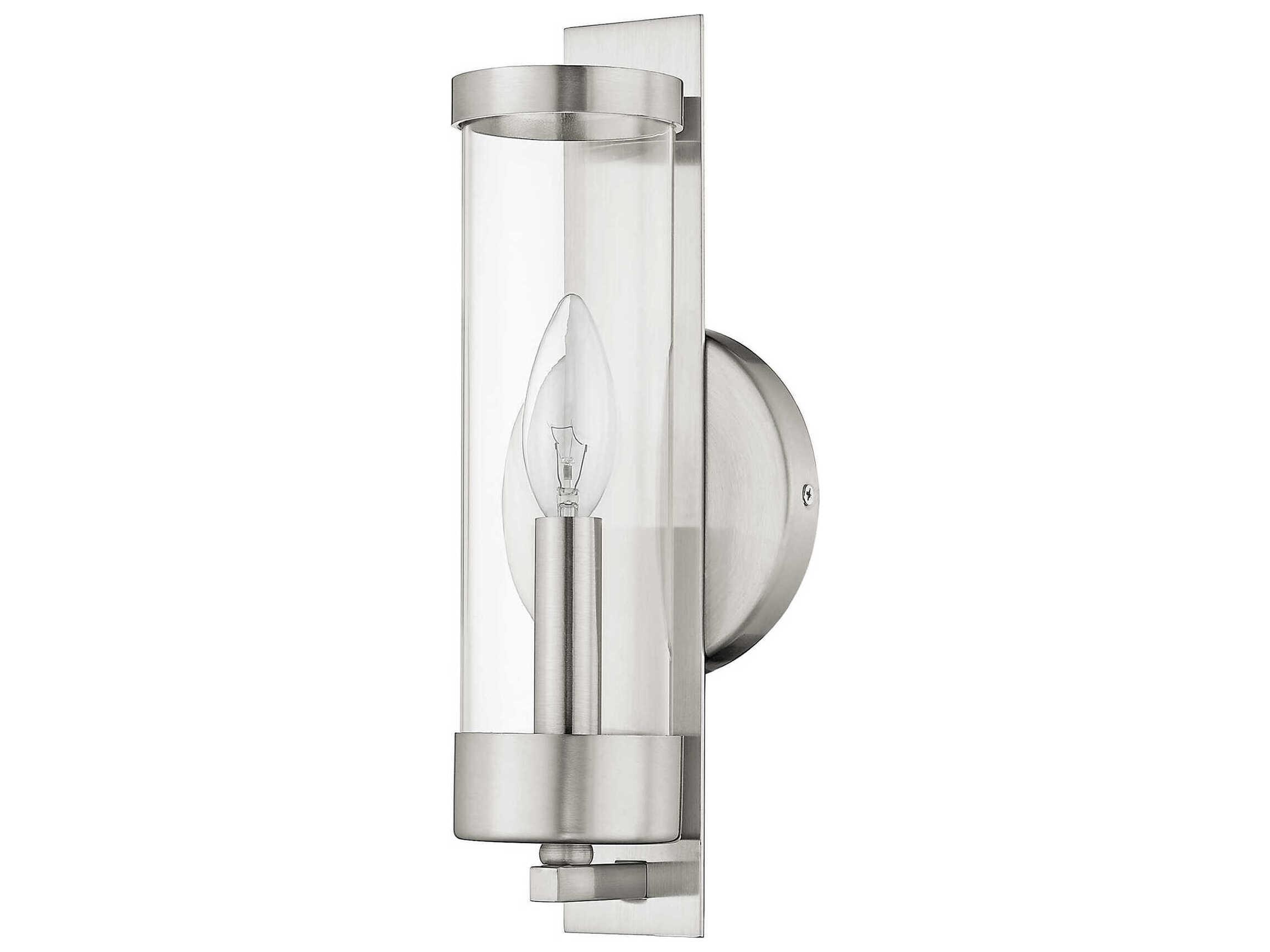 Livex Lighting Castleton 1-Light Brushed Nickel Clear Glass Wall Sconce