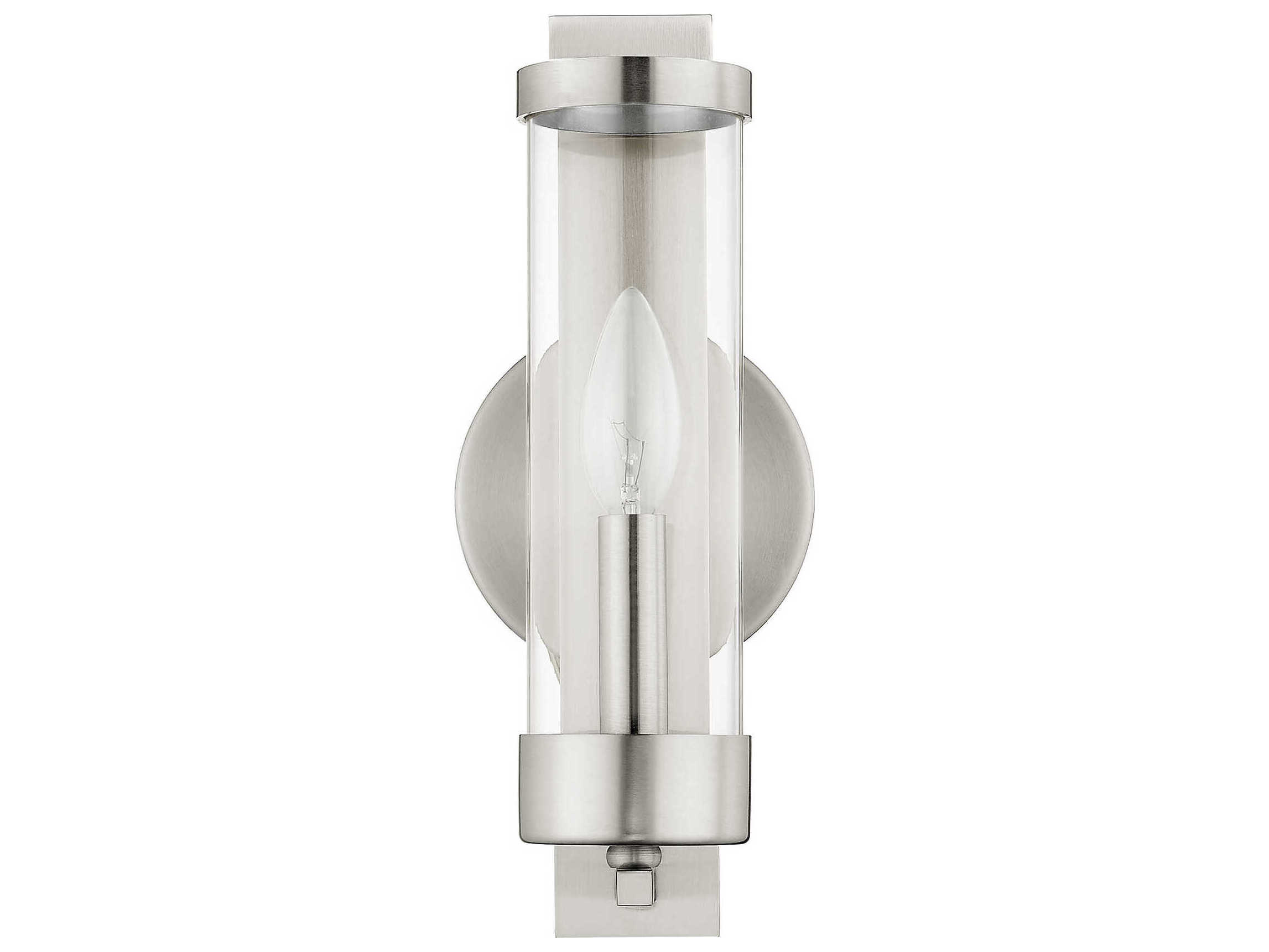 Livex Lighting Castleton 1-Light Brushed Nickel Clear Glass Wall Sconce