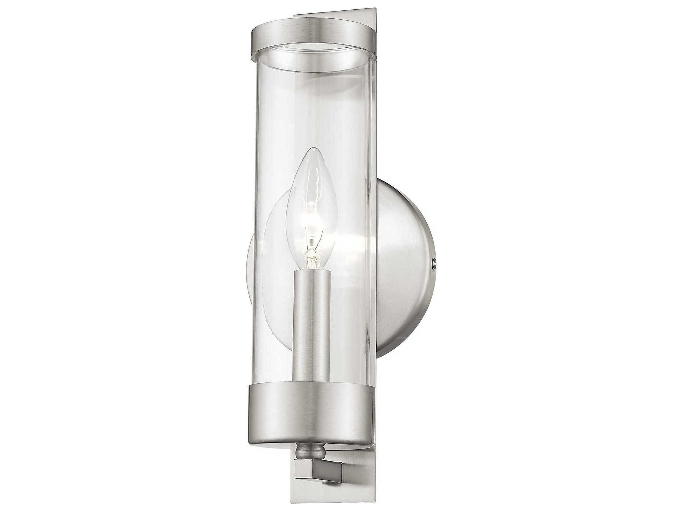 Livex Lighting Castleton 1-Light Brushed Nickel Clear Glass Wall Sconce