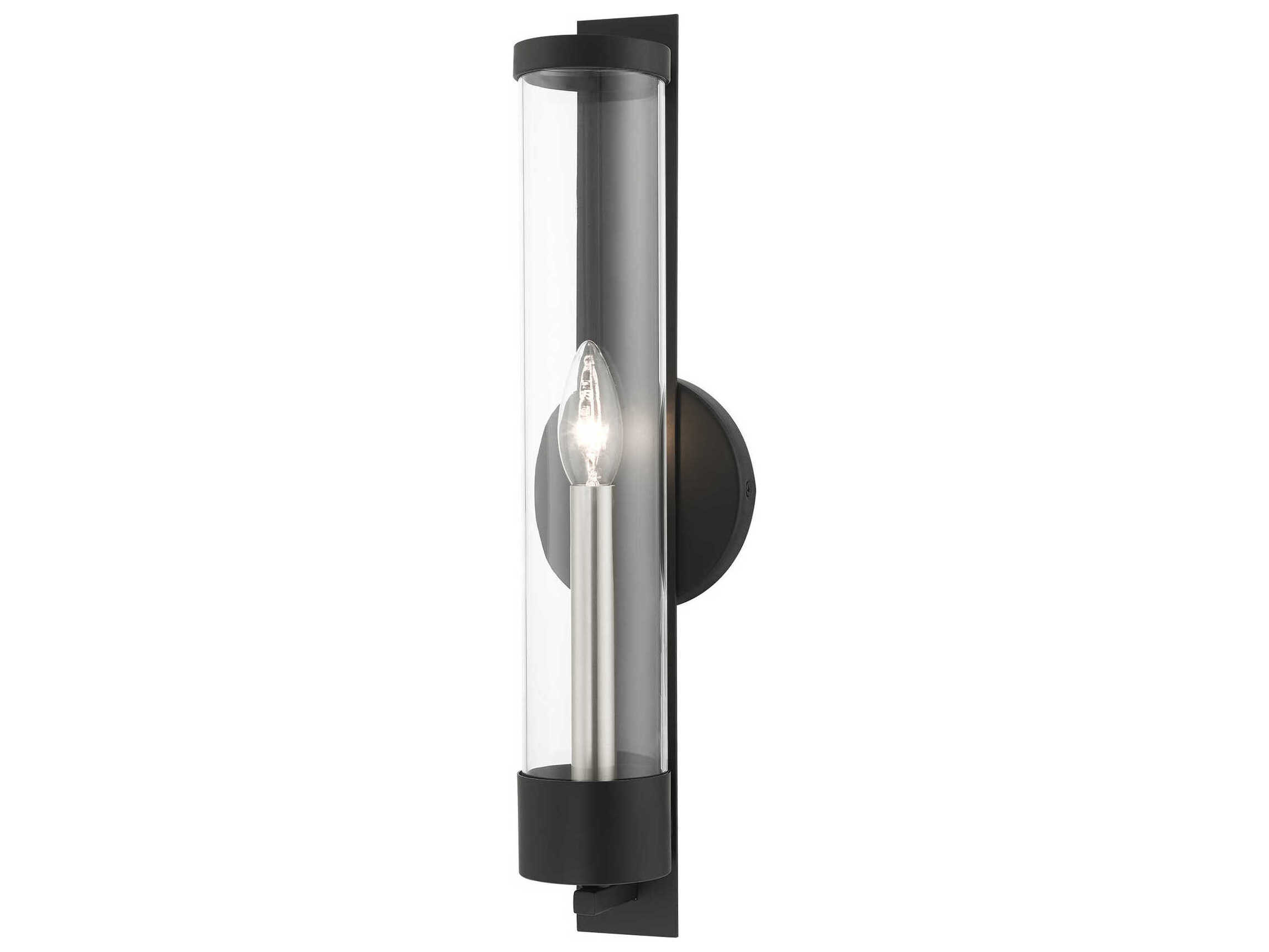 Livex Lighting Castleton 1-Light Black Clear Glass Wall Sconce