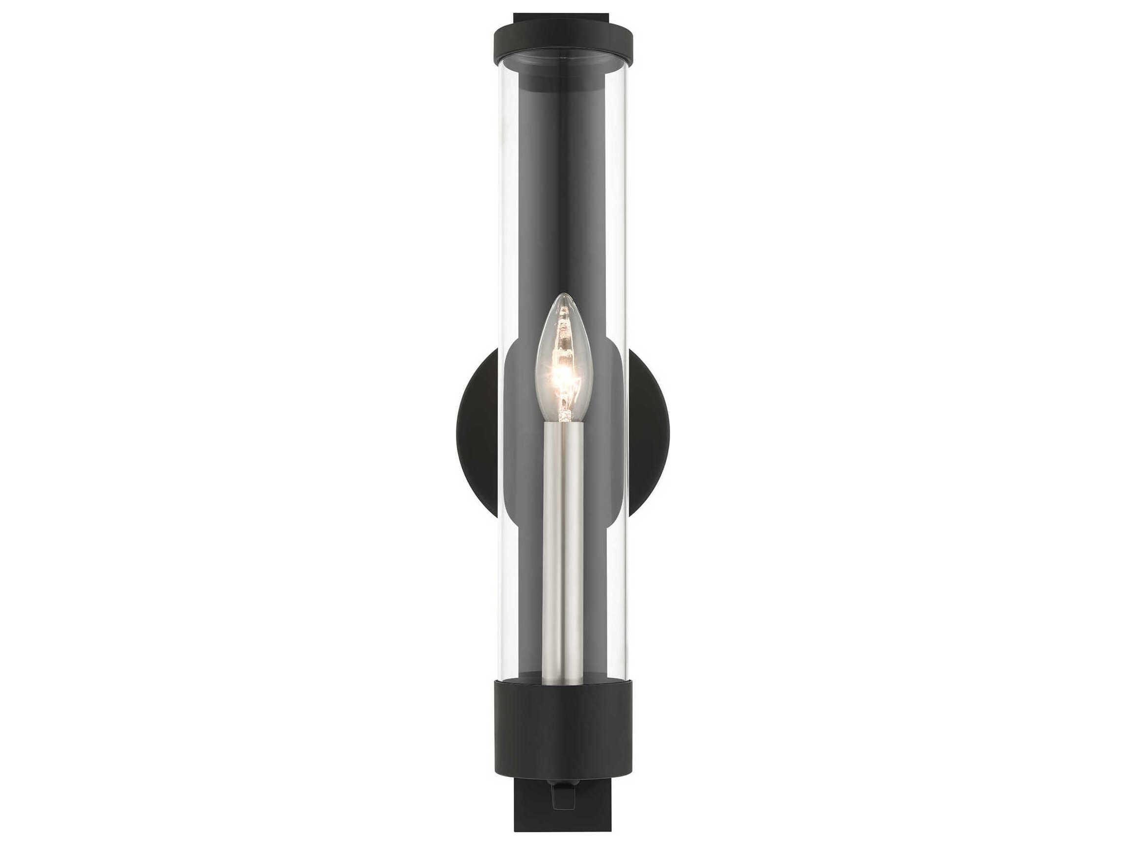 Livex Lighting Castleton 1-Light Black Clear Glass Wall Sconce
