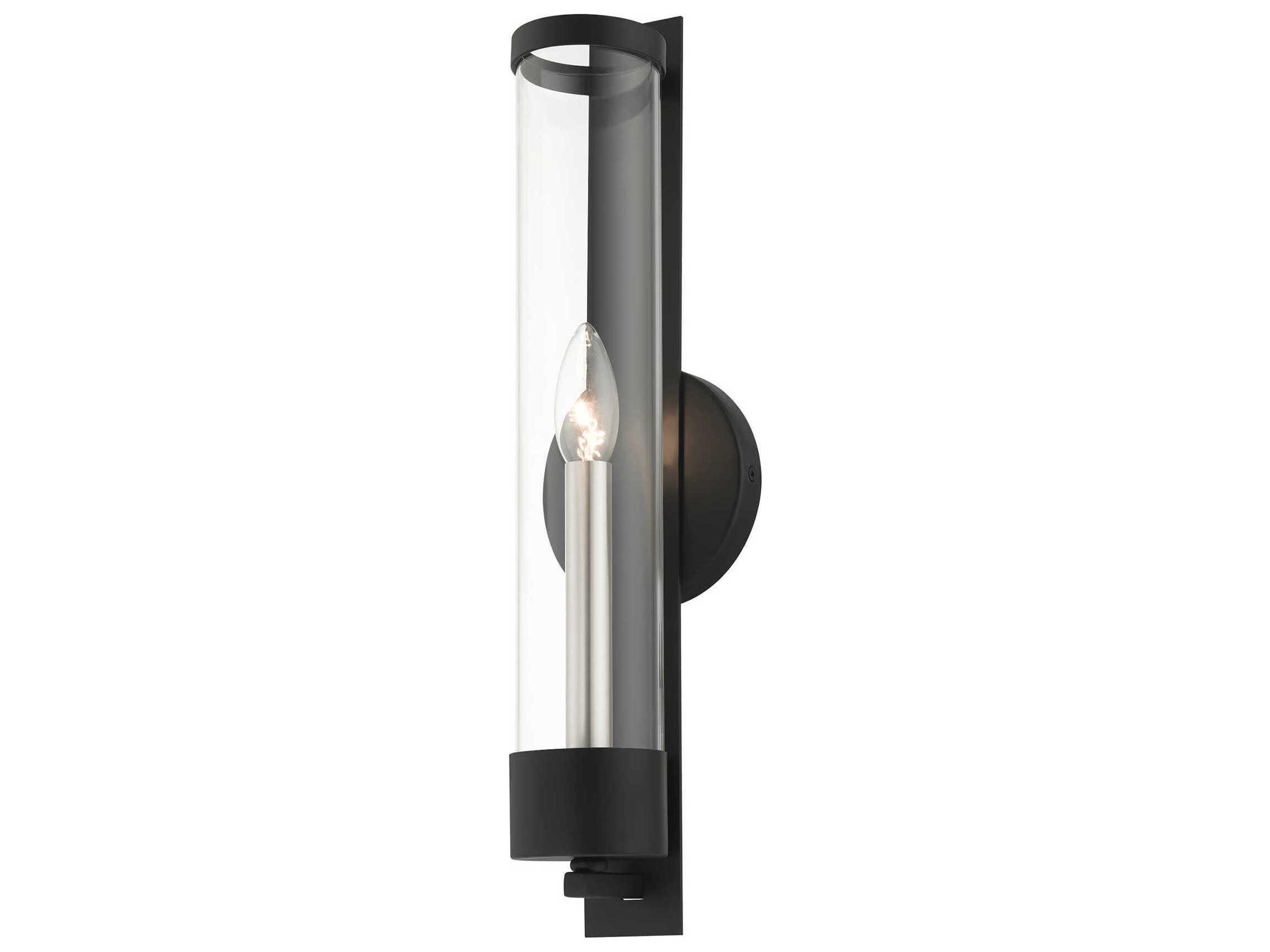 Livex Lighting Castleton 1-Light Black Clear Glass Wall Sconce