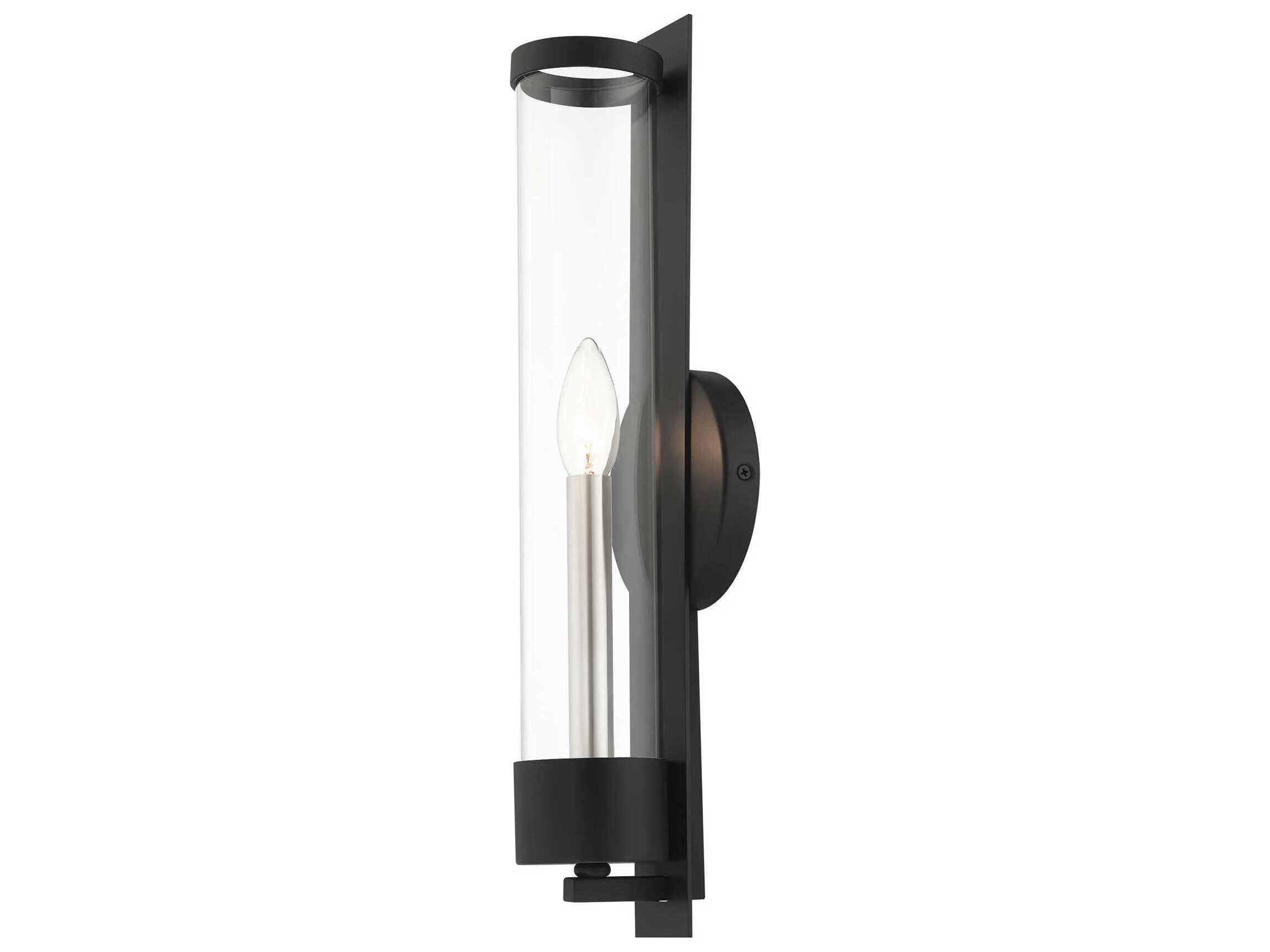 Livex Lighting Castleton 1-Light Black Clear Glass Wall Sconce