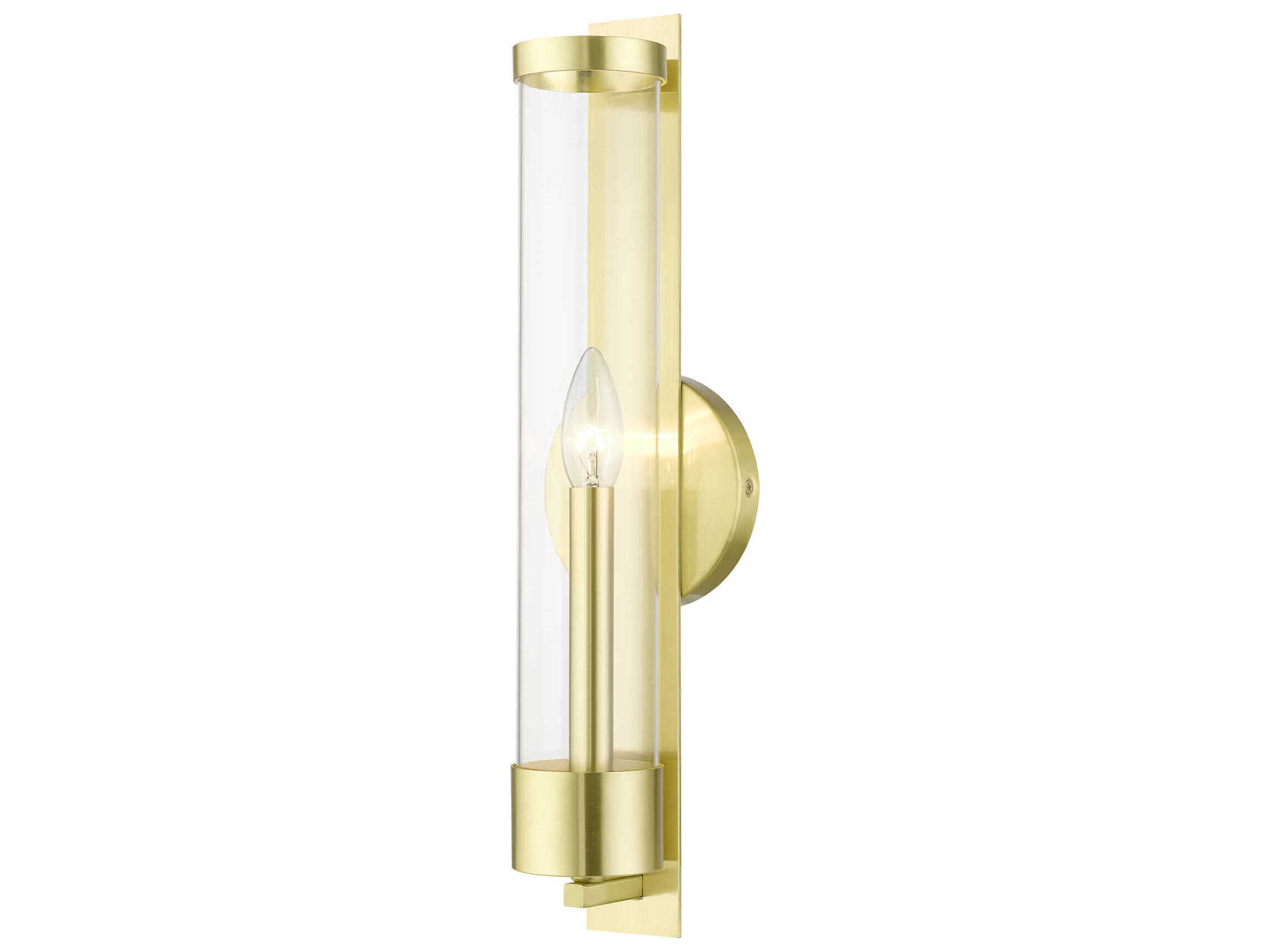 Livex Lighting Castleton 1-Light Satin Brass Glass Wall Sconce
