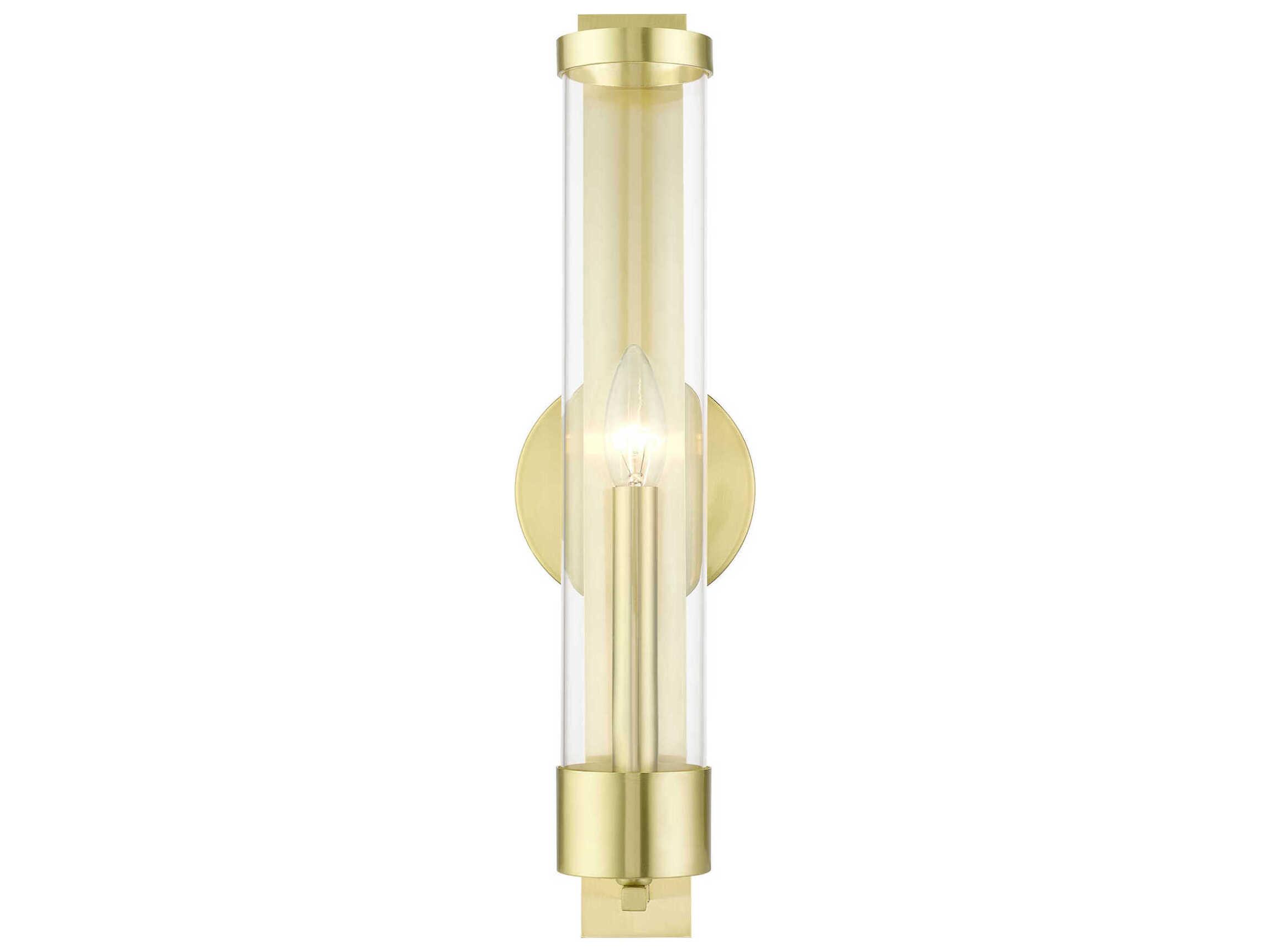 Livex Lighting Castleton 1-Light Satin Brass Glass Wall Sconce