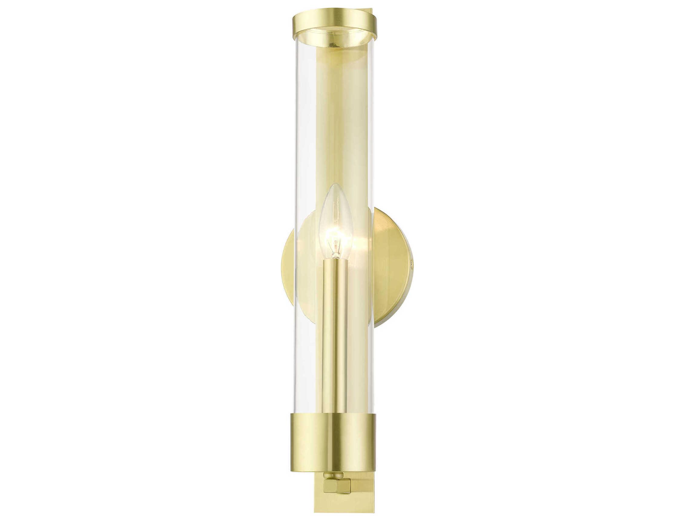 Livex Lighting Castleton 1-Light Satin Brass Glass Wall Sconce