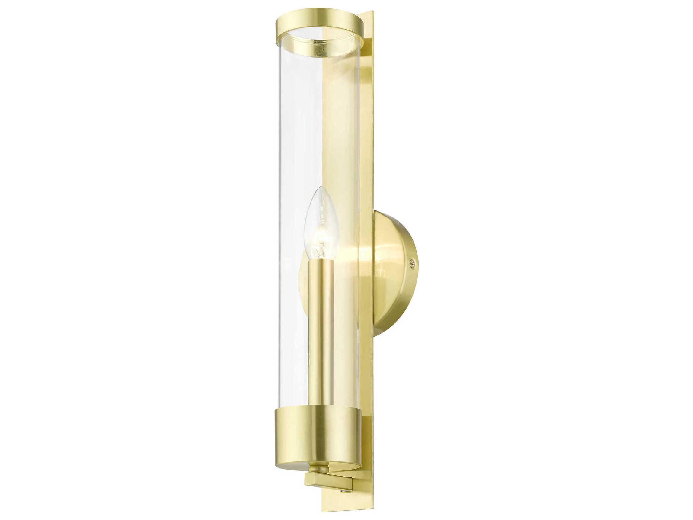 Livex Lighting Castleton 1-Light Satin Brass Glass Wall Sconce