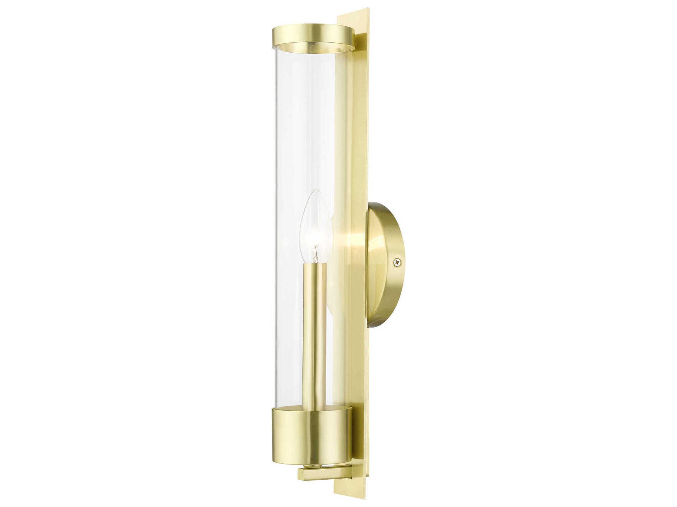 Livex Lighting Castleton 1-Light Satin Brass Glass Wall Sconce