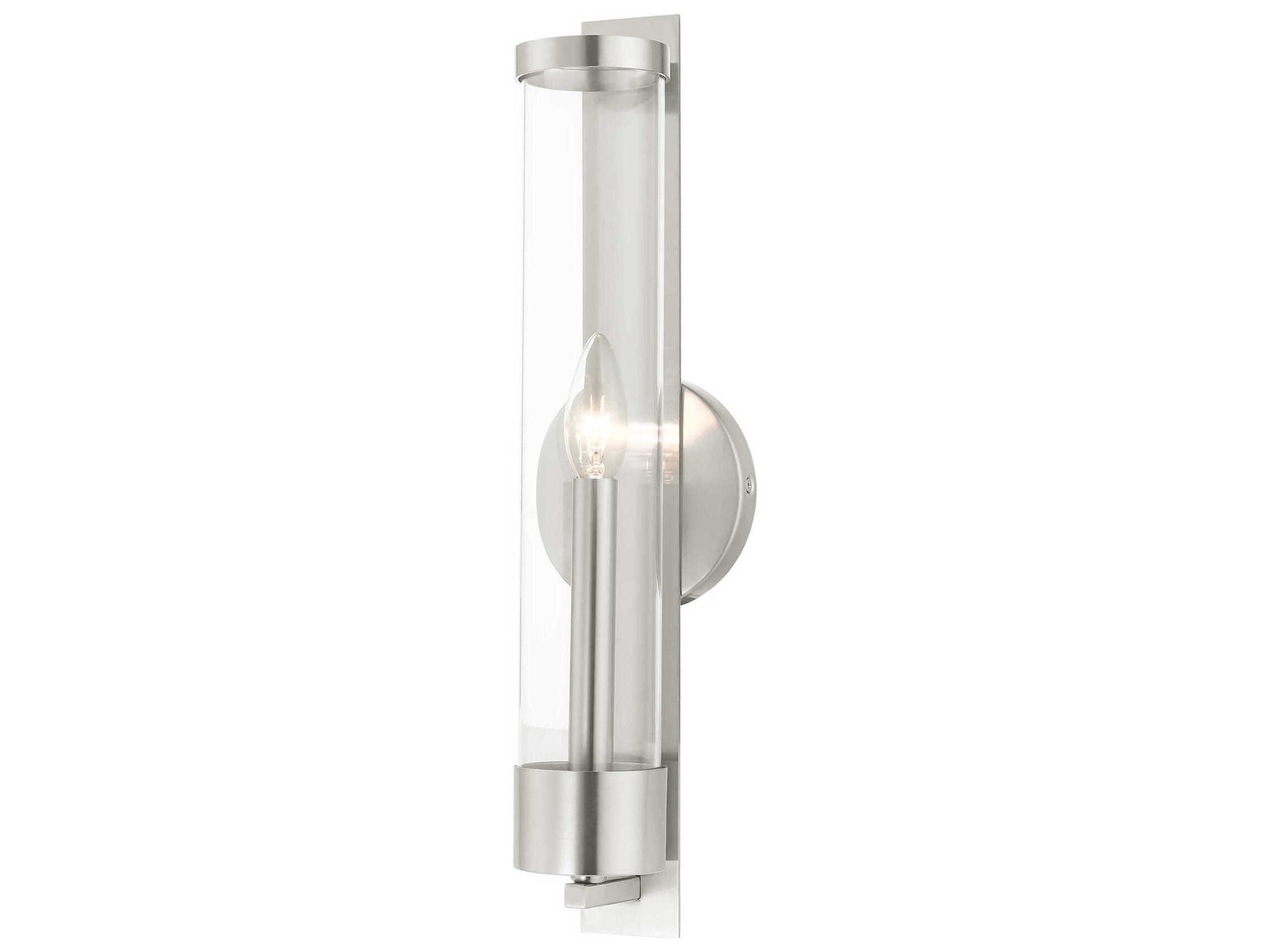 Livex Lighting Castleton 1-Light Brushed Nickel Clear Glass Wall Sconce