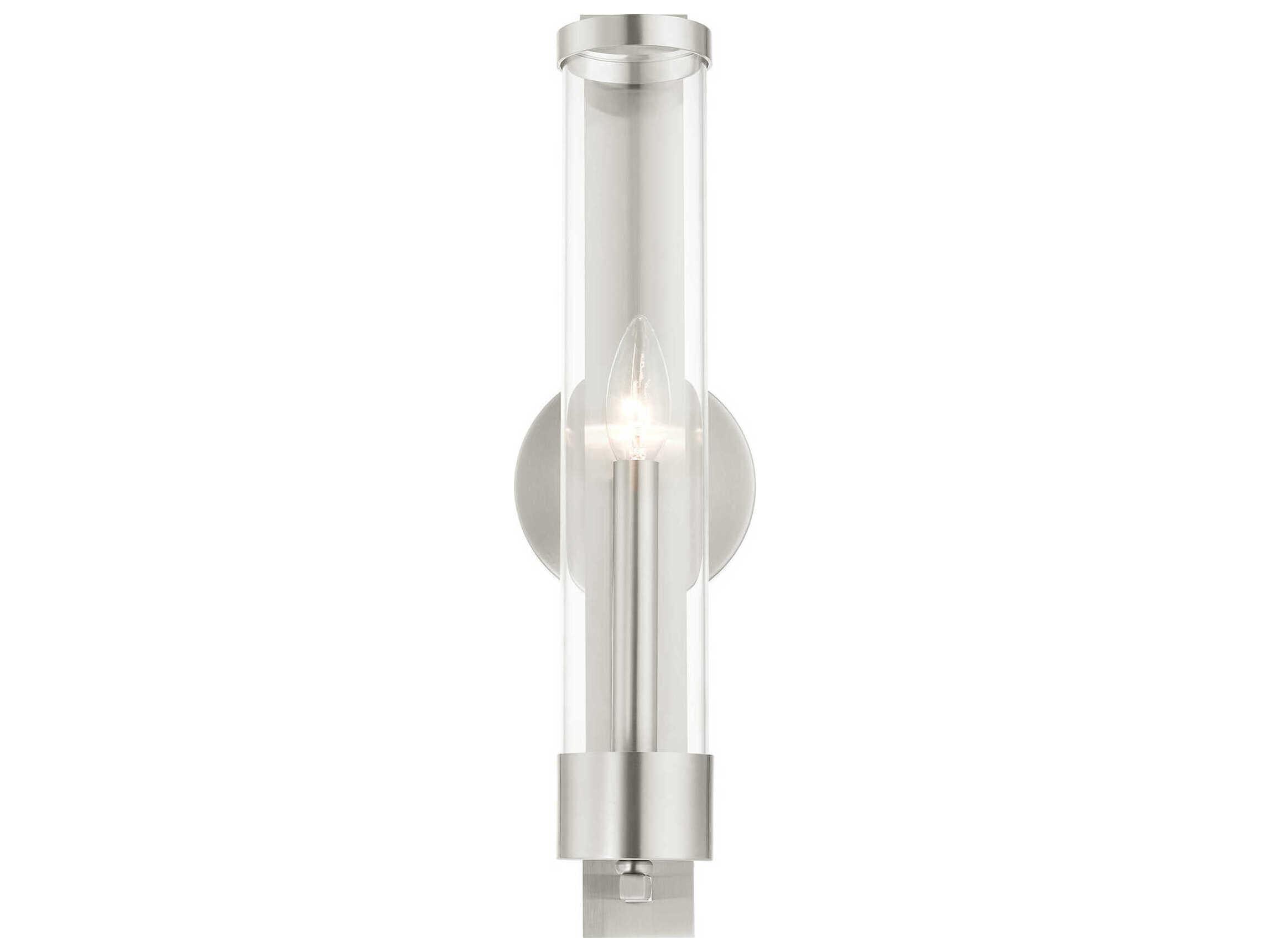 Livex Lighting Castleton 1-Light Brushed Nickel Clear Glass Wall Sconce