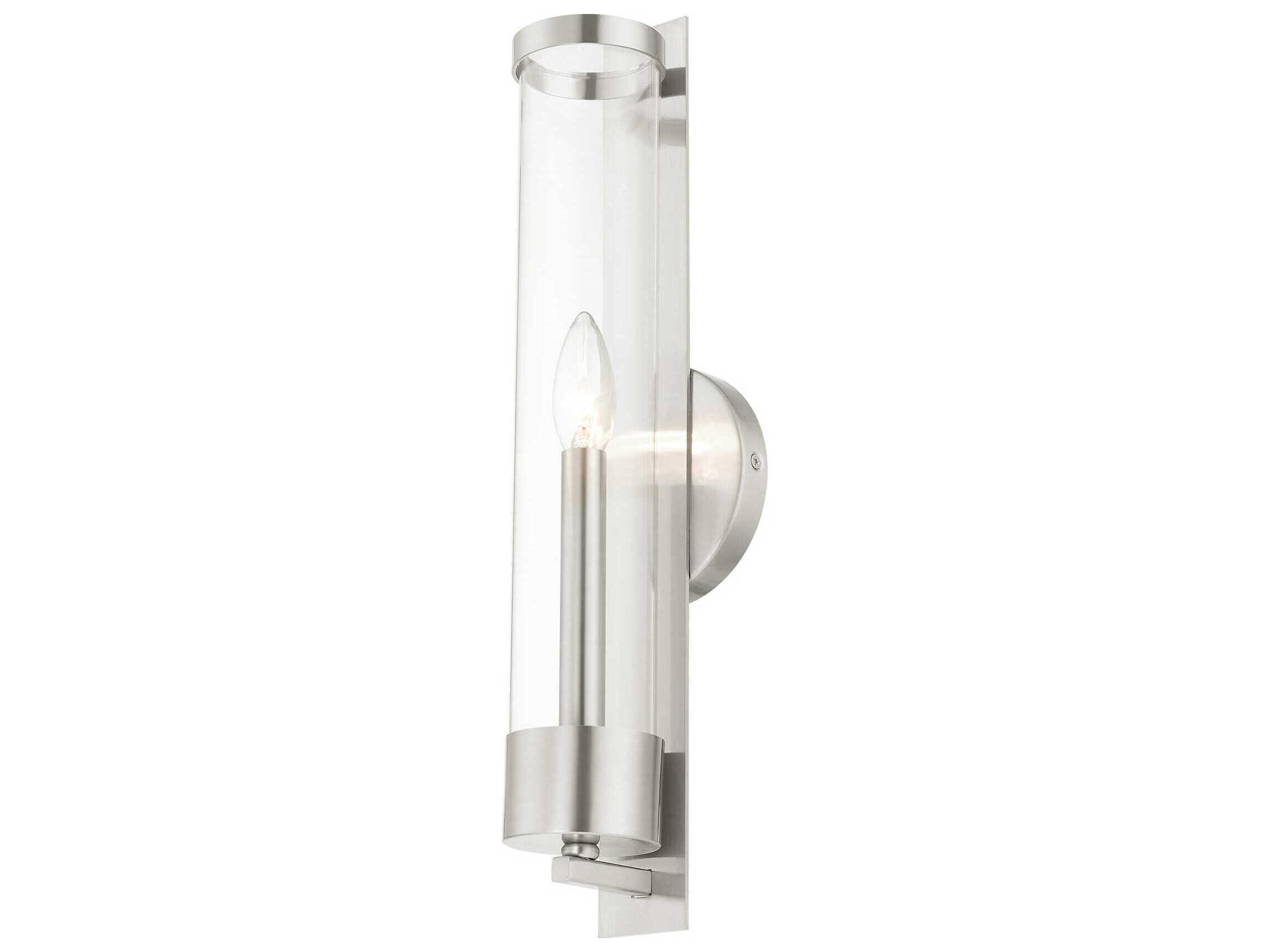 Livex Lighting Castleton 1-Light Brushed Nickel Clear Glass Wall Sconce