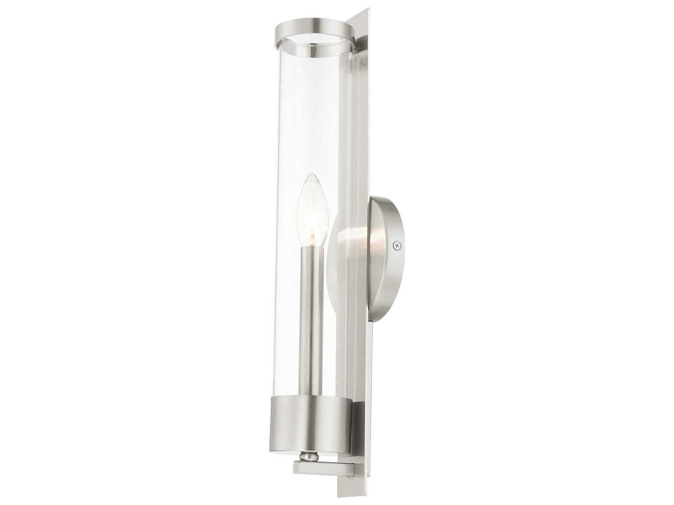 Livex Lighting Castleton 1-Light Brushed Nickel Clear Glass Wall Sconce