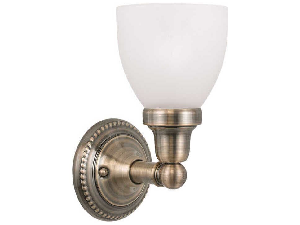 Livex Lighting Classic 1-Light Antique Brass Bronze Glass Wall Sconce