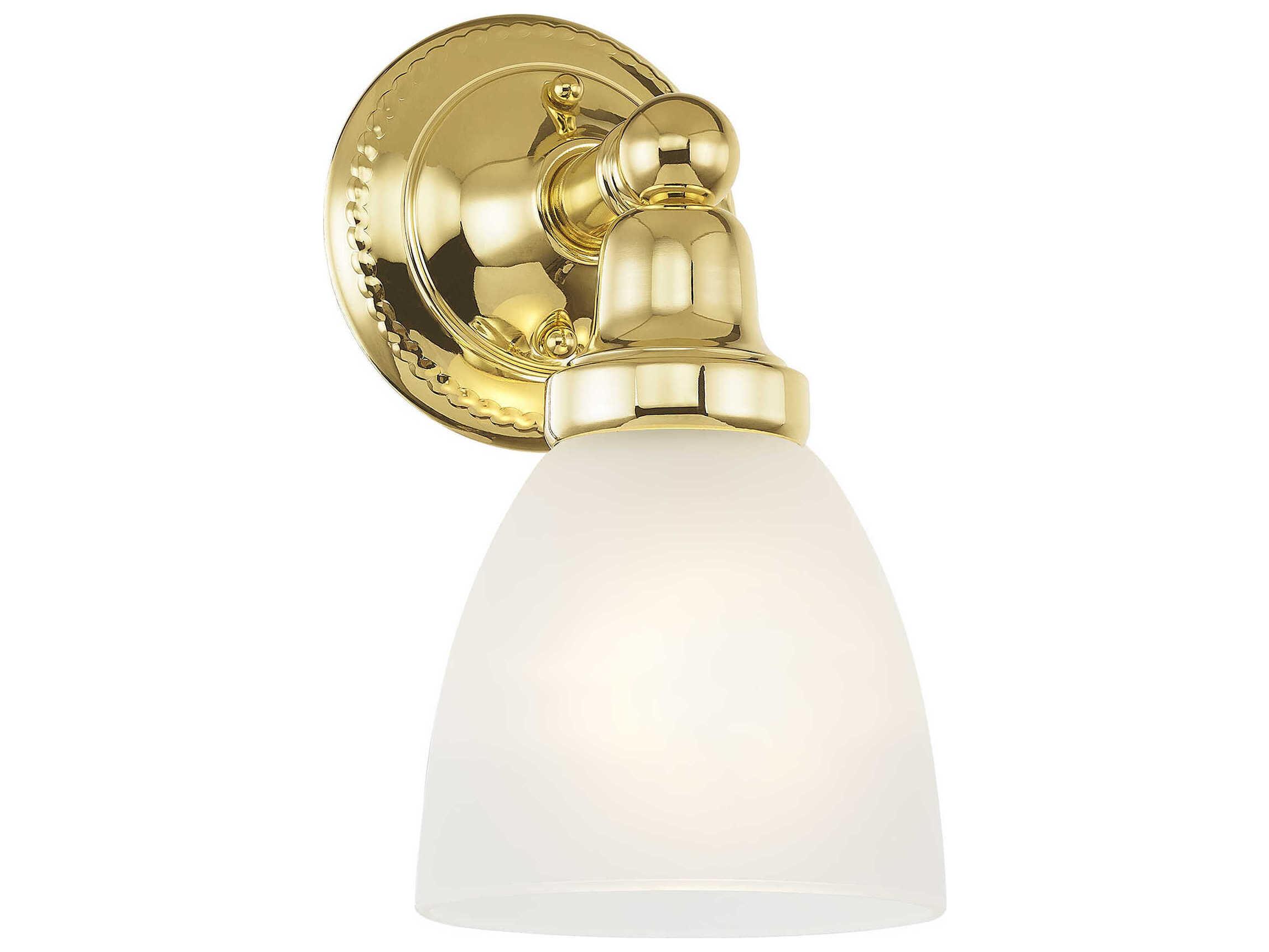 Livex Lighting Classic 1-Light Polished Brass White Glass Wall Sconce