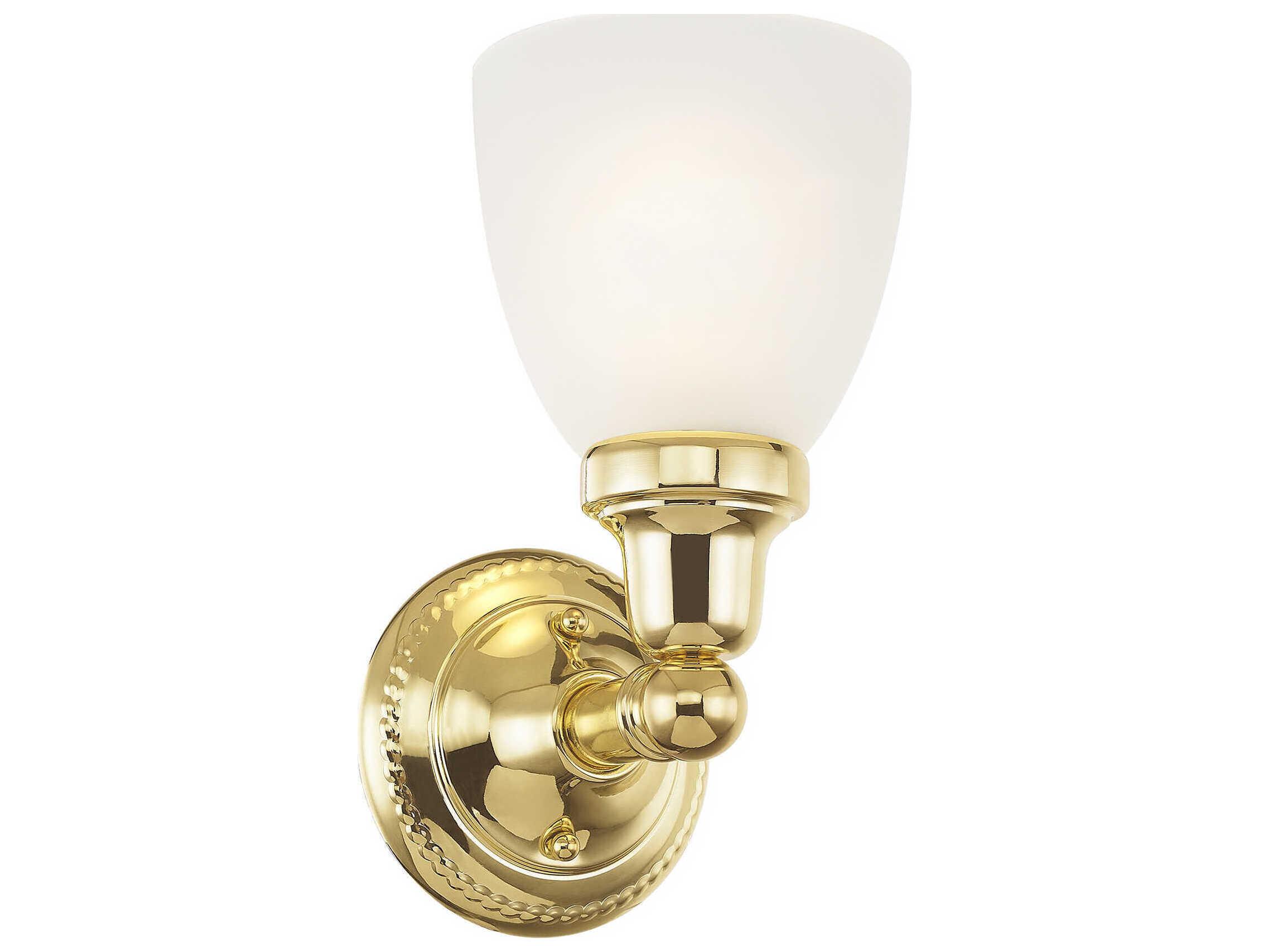 Livex Lighting Classic 1-Light Polished Brass White Glass Wall Sconce