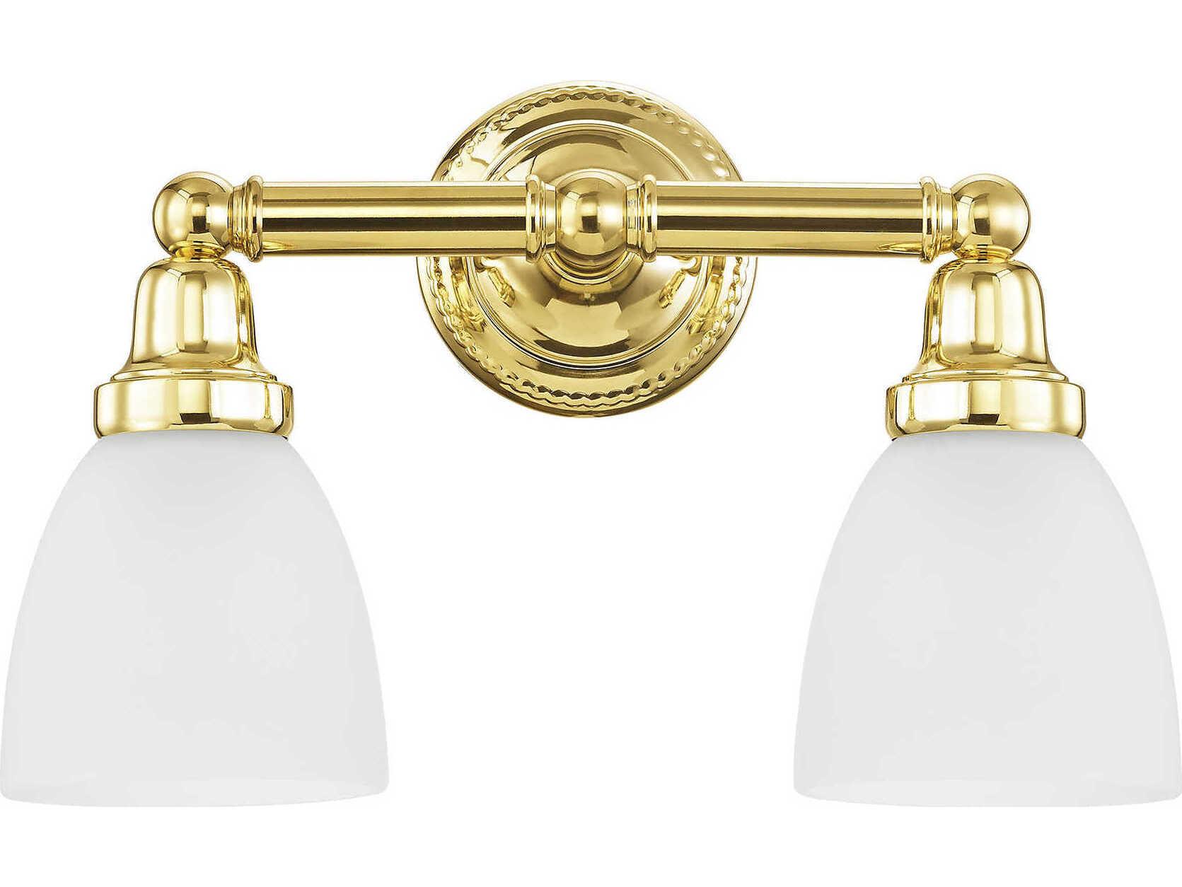 Livex Lighting Classic 2-Light Polished Brass Glass Vanity Light