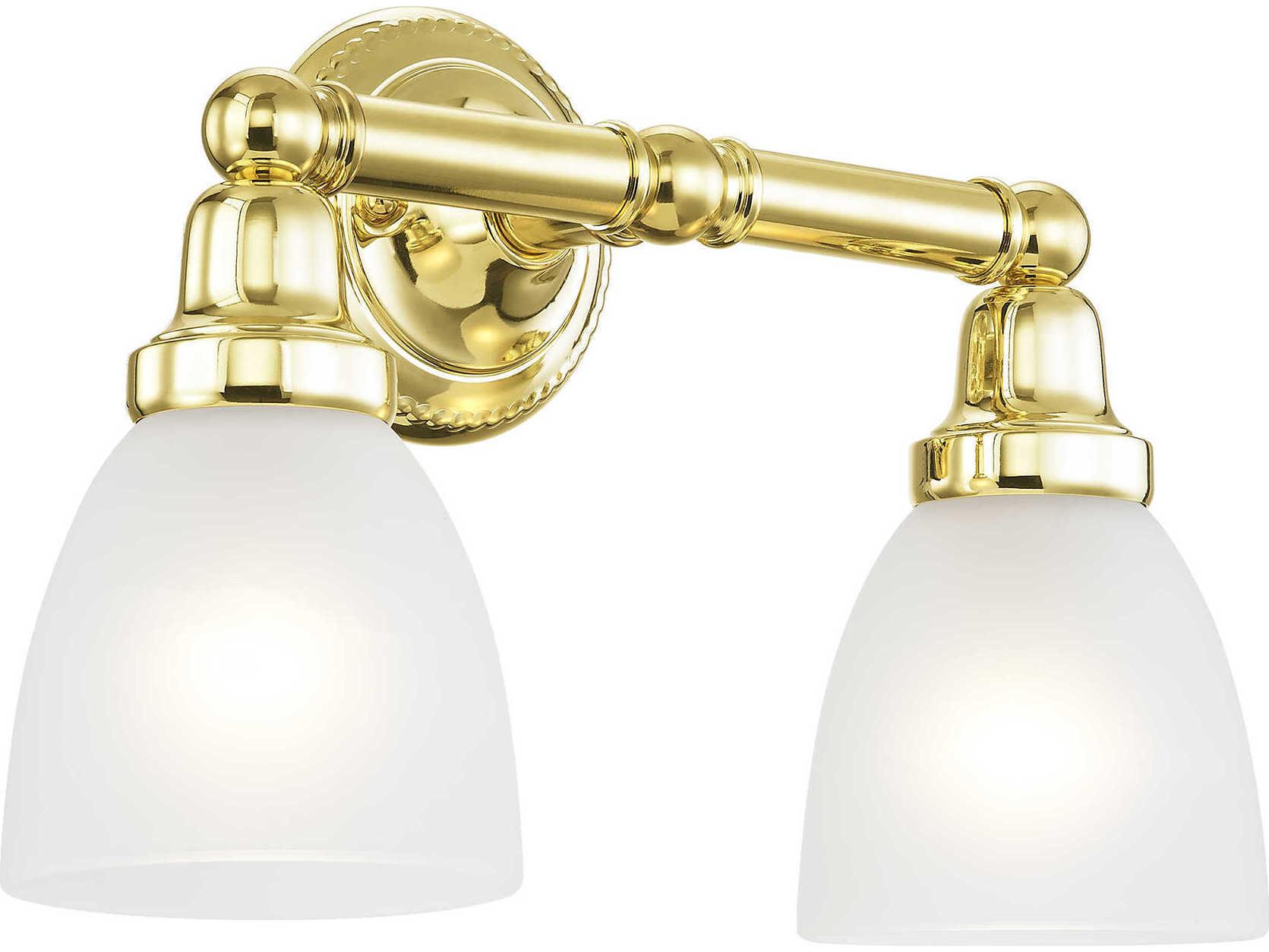 Livex Lighting Classic 2-Light Polished Brass Glass Vanity Light