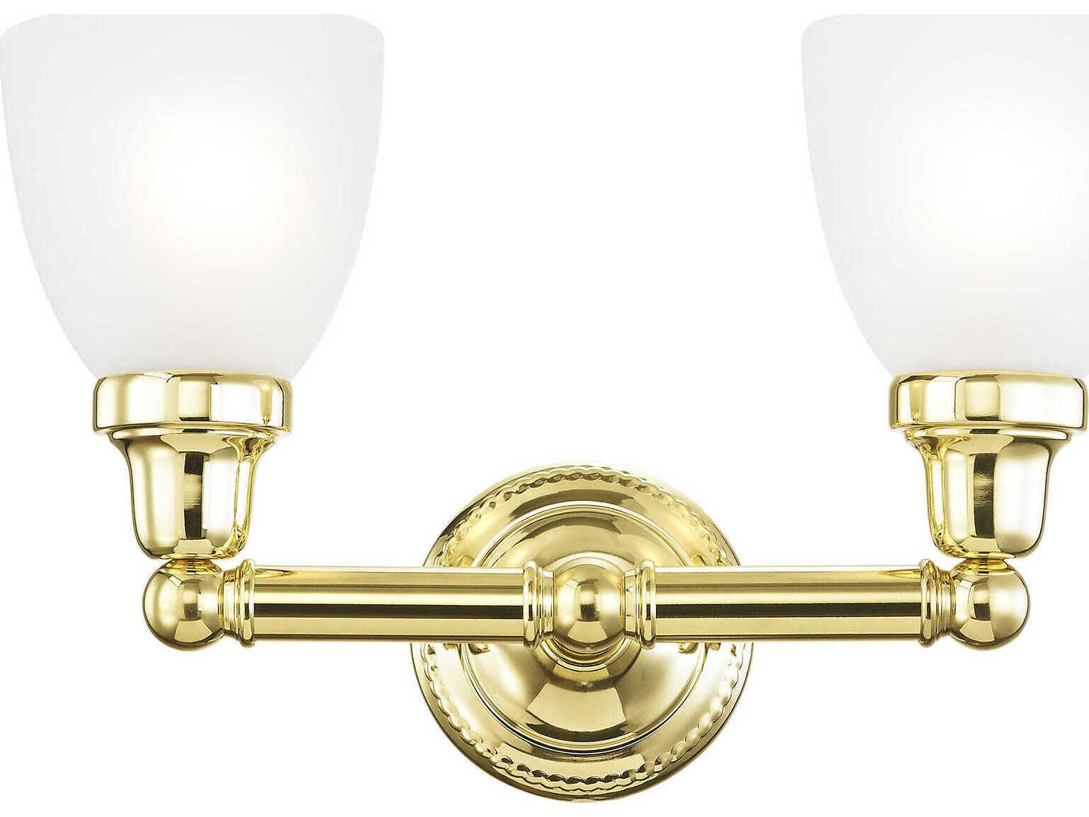 Livex Lighting Classic 2-Light Polished Brass Glass Vanity Light