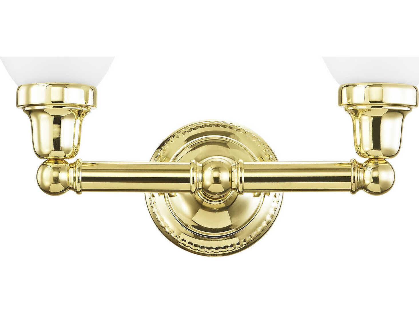 Livex Lighting Classic 2-Light Polished Brass Glass Vanity Light